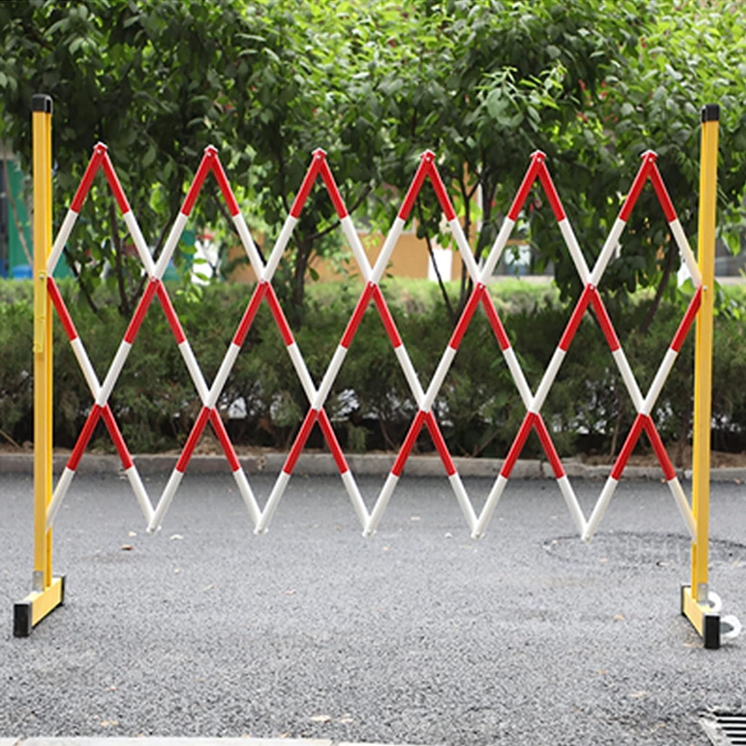 ININOSNP Barriera Stradale Pieghevole con Ruote Recinto Stradale Tubolare Retrattile Isolato Mobile Controllo Flessibile della Folla(Yellow,1.2x3m)