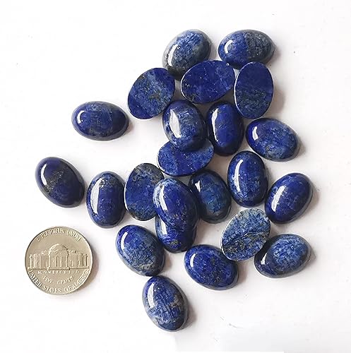 Miniatura 3 de 7 cuentas ovaladas de lapislázuli con parte trasera plana, piedras preciosas de cristal para hacer joyas, bricolaje, 0.71 x 0.51 pulgadas