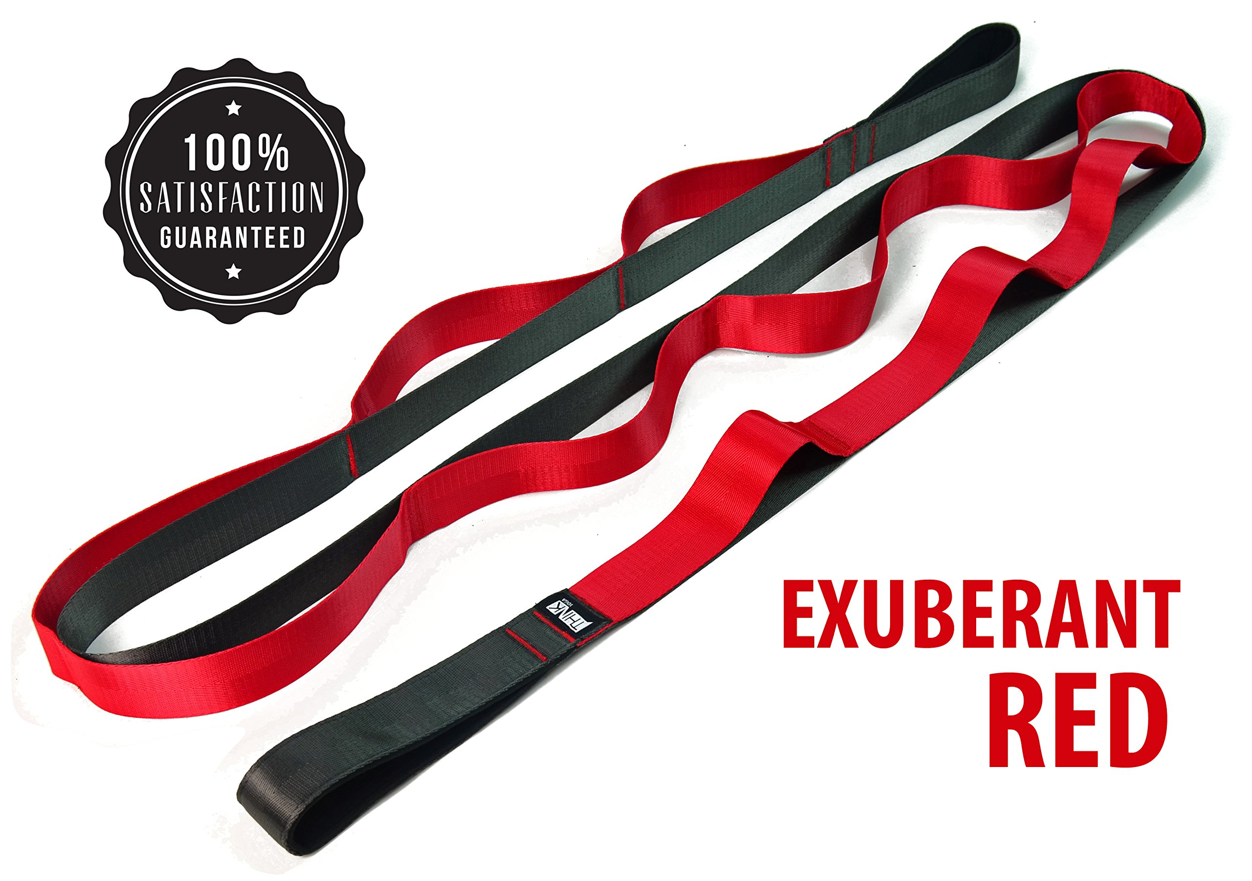 Multi Loop Stretch Nylon Yoga Strap Helps Develop & Improve Balance & Flexibility for All Sports, Fitness & Therapeutic Activities | Stretch Guide & Pouch Included