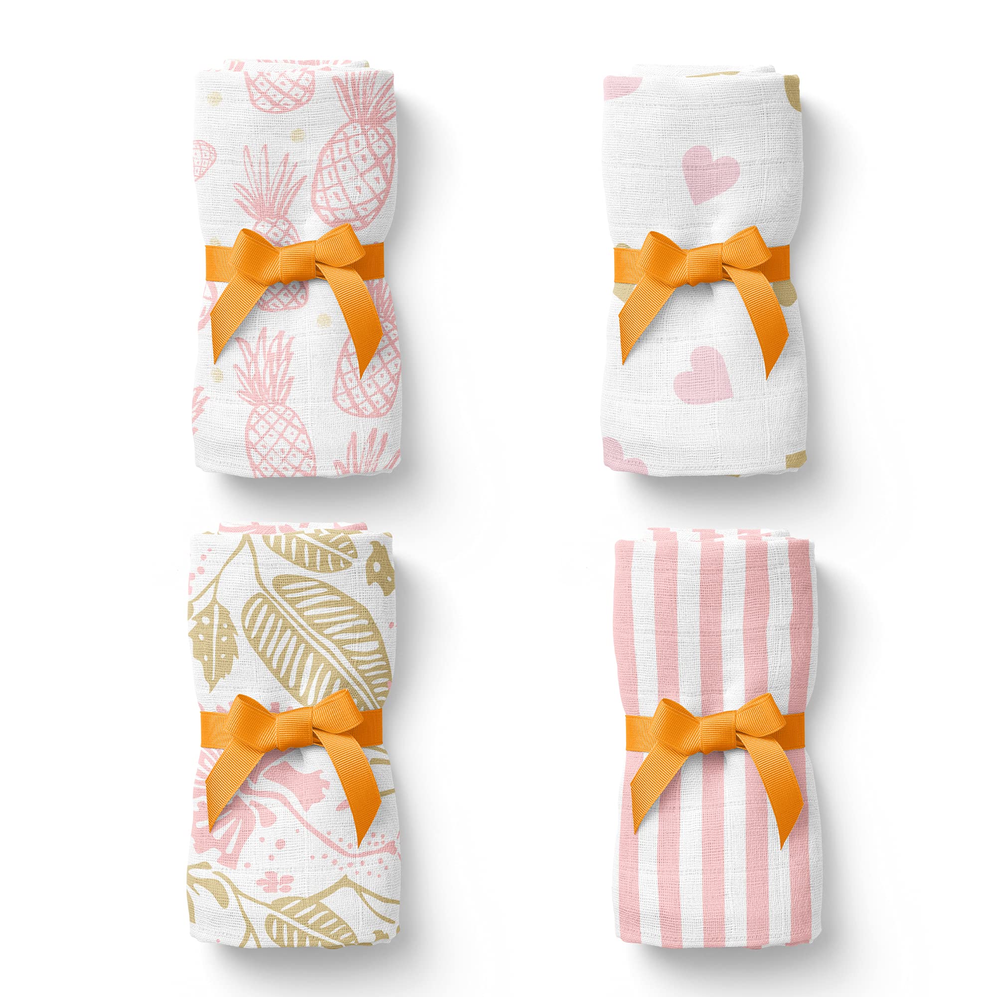 Kiddery Wash Cloth | Set of 4 | Premium 100% Cotton Muslin | Soft & Absorbent | Napkins Set | Soothing Prints for New Born Baby | Baby Shower Gifts | Set of 4 | Girls-image-23