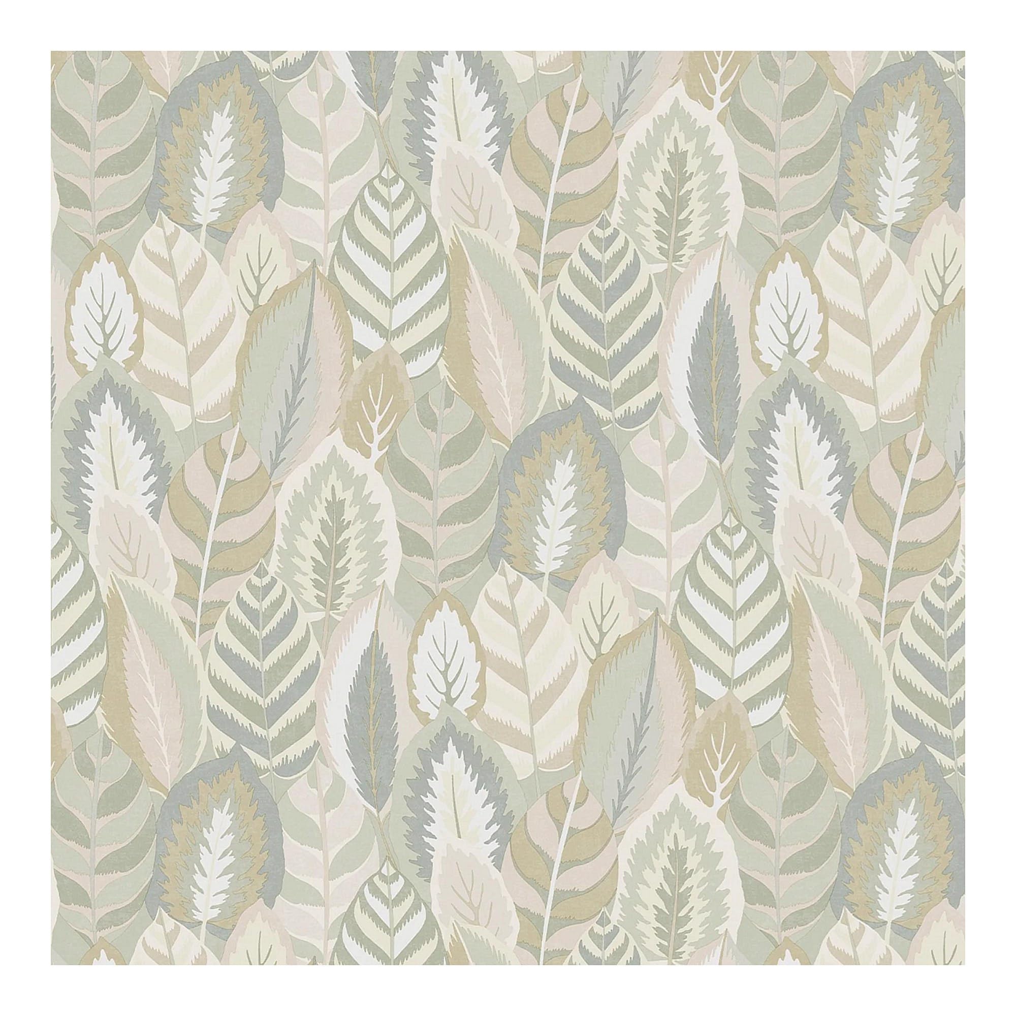 Sublime Arty Leaves Sage Wallpaper | Paste the Wall Application | Green Leaves | 10M Roll