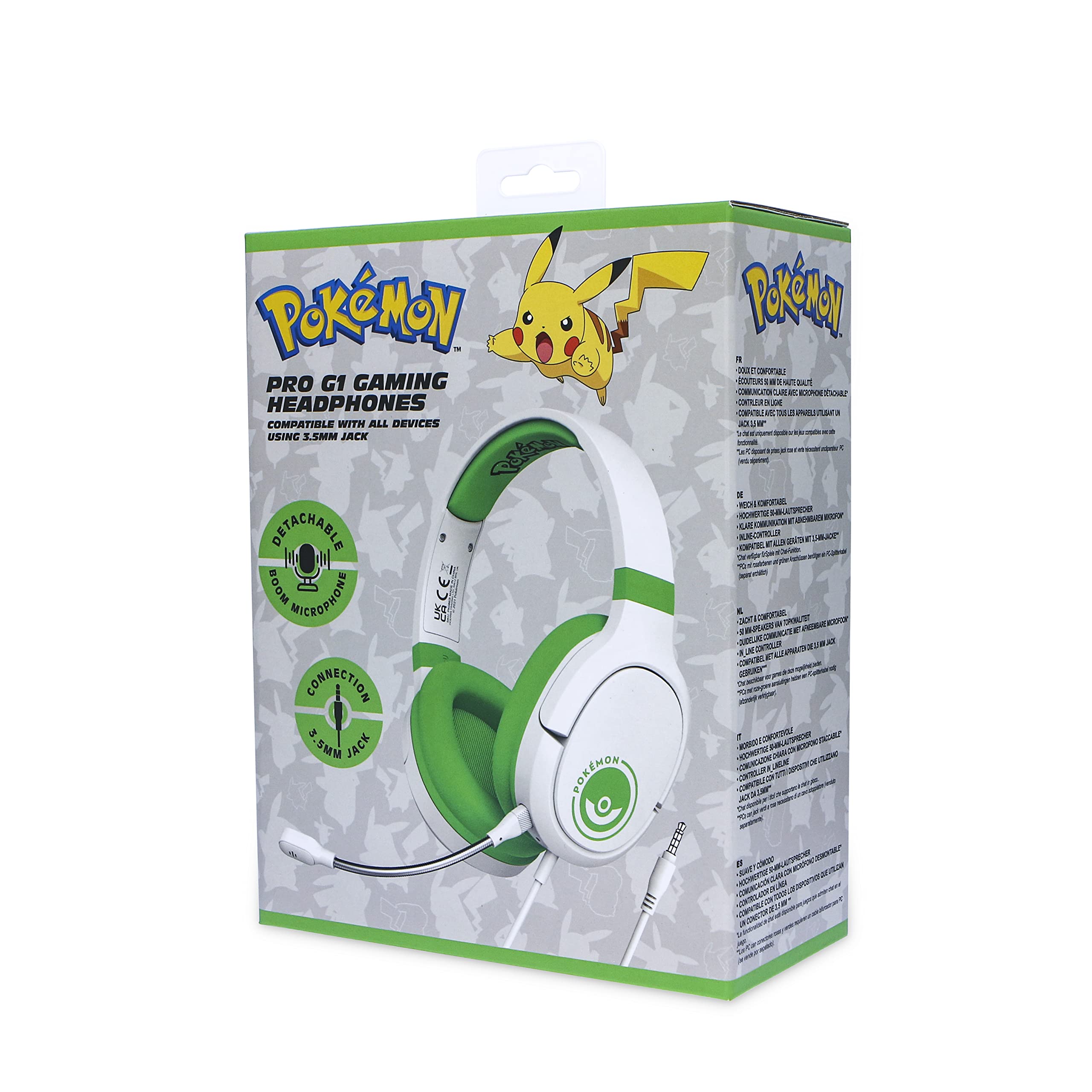 OTL Technologies Auriculares Gaming Pro G1 POKÉMON POKÉ Ball Blanco Y Verde