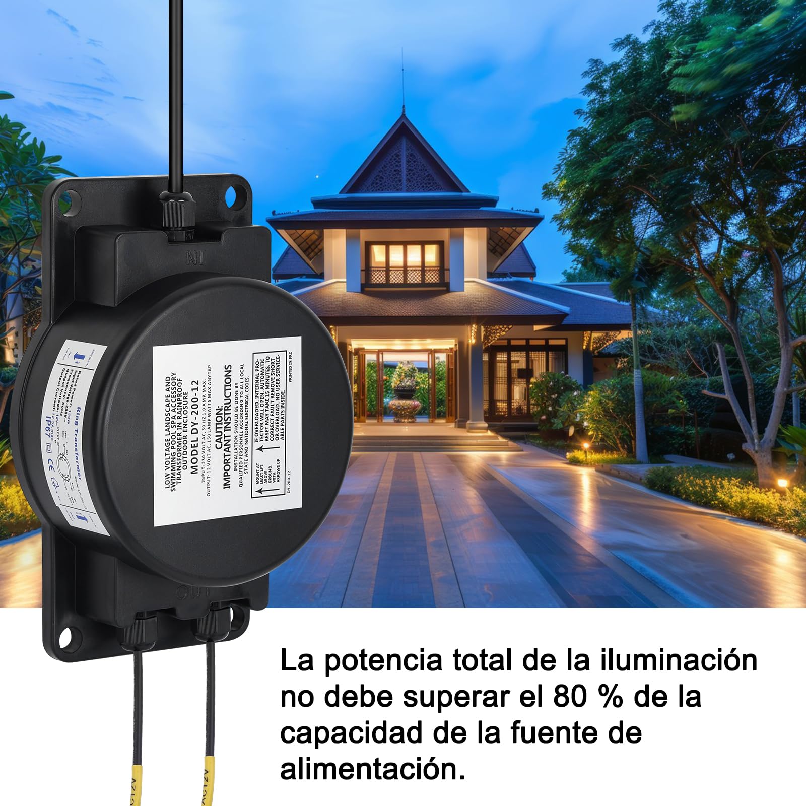 COOLWEST Transformador 220V a 12V CA Exterior, 150W Fuente de Alimentación LED Driver IP67 para iluminación de piscinas de Bajo Voltaje, Focos, Tiras LED