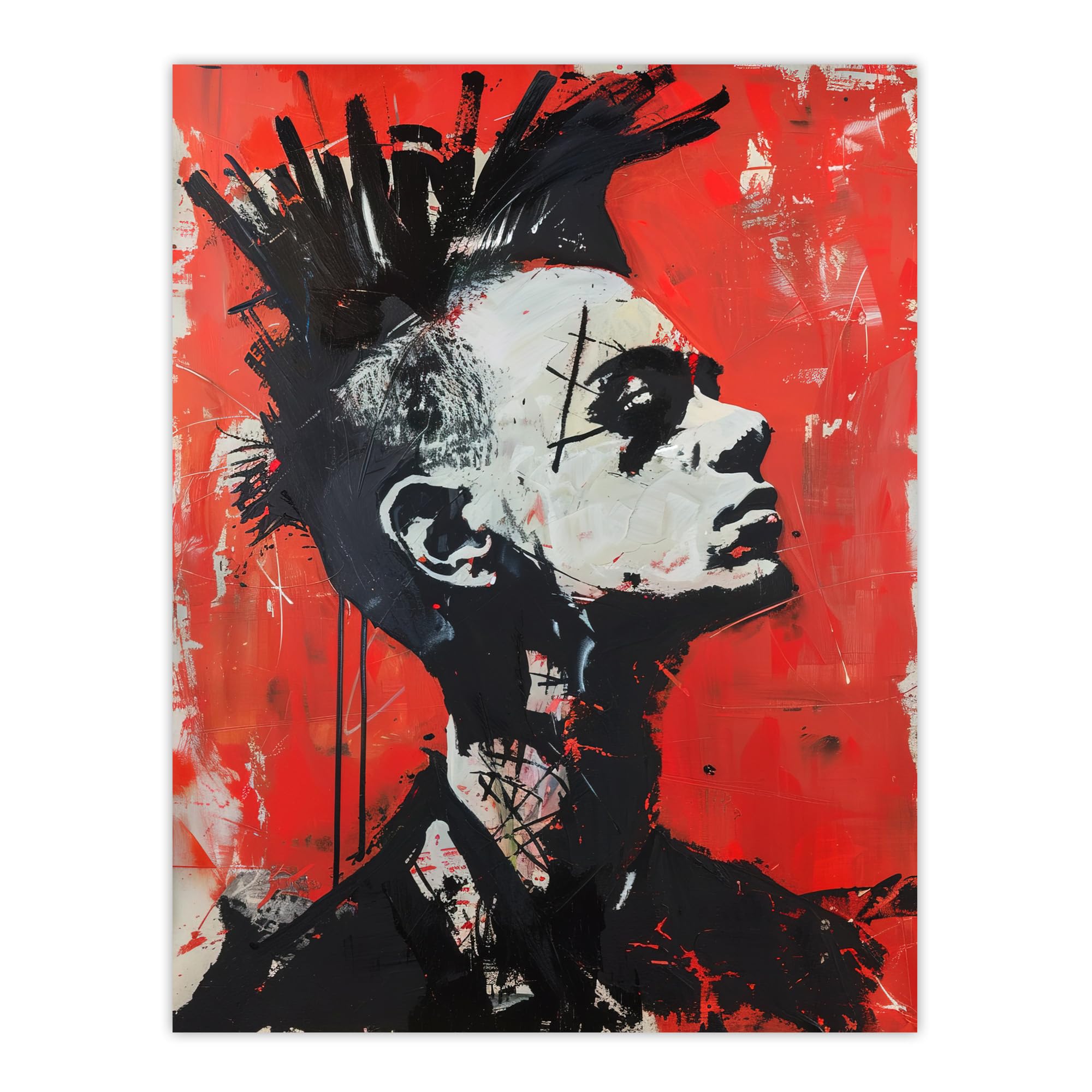 Artery8 Punk Mohawk Modern Portrait Street Art Goth Living Room Large Wall Art Poster Print Thick Paper 18X24 Inch