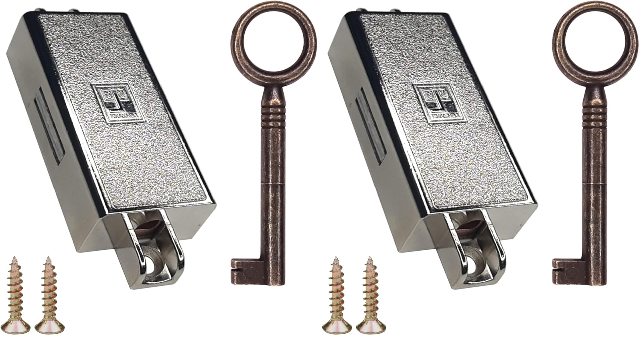 Serrure espagnolette clé rond bruni gauche pour buffet ancien x2