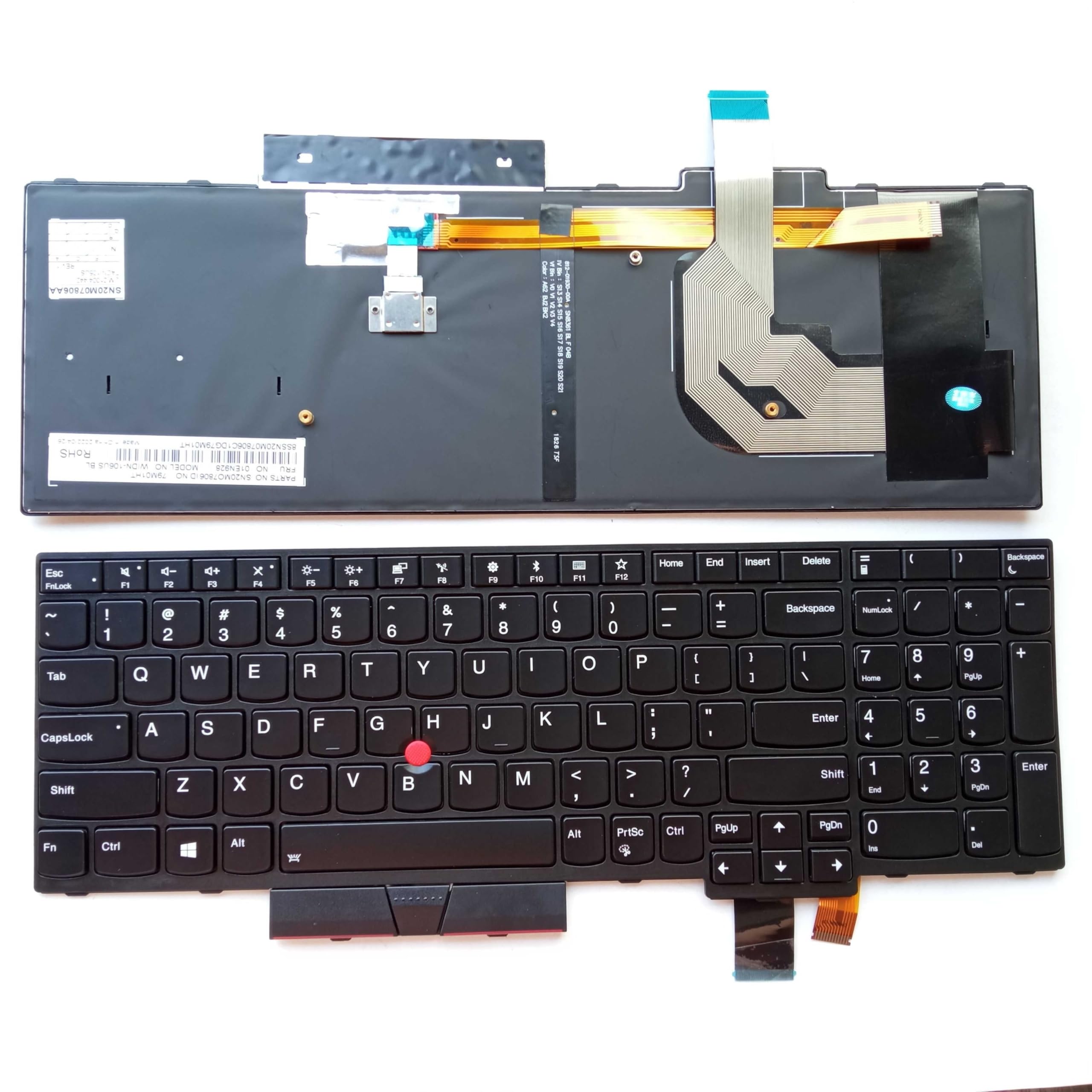 Clavier rétro-éclairé Thinkpad P51S T570 noir pour le travail de nuit