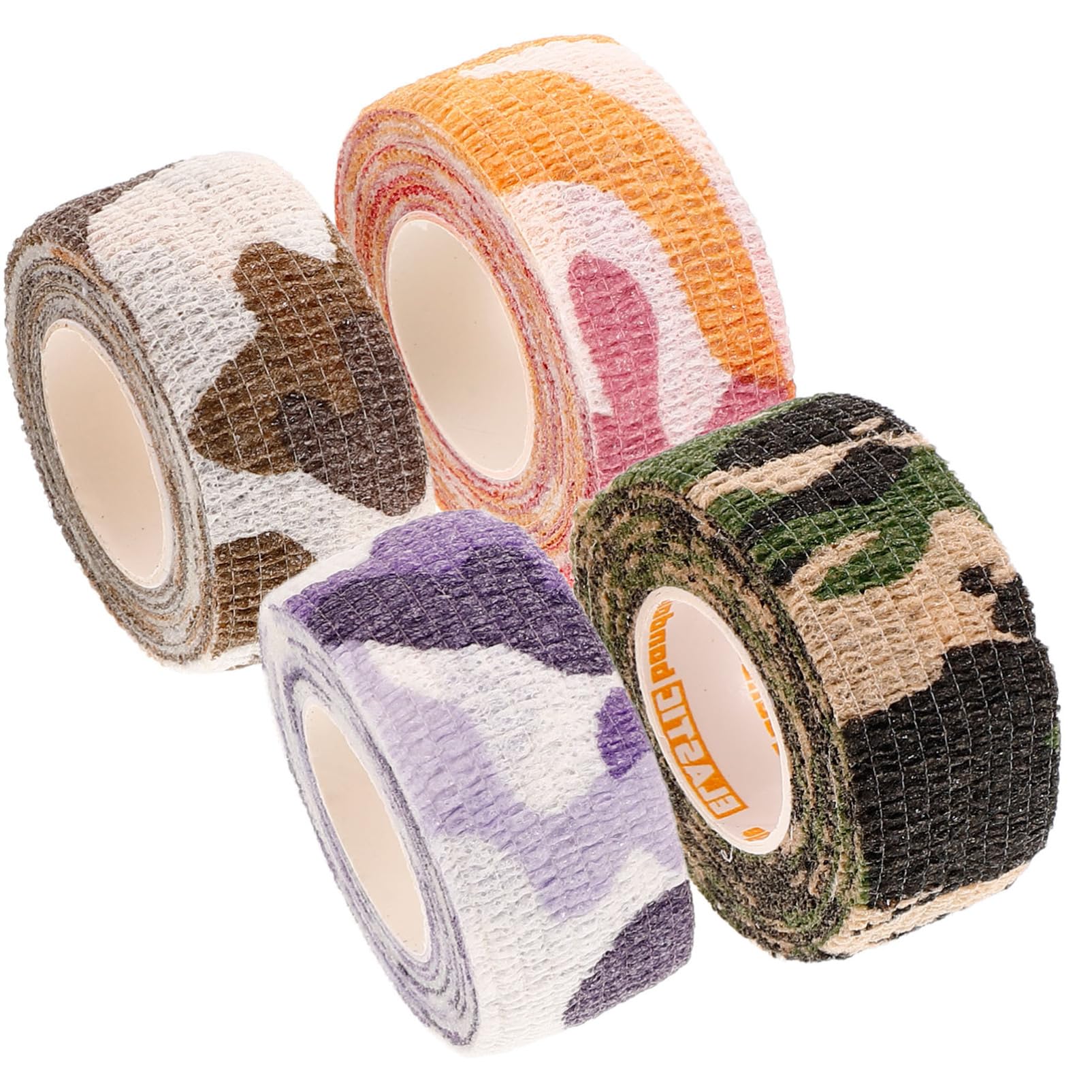 POPETPOP 4rolls Adhesive Sports Tape Breathable Self-adhesive Bandage Wrap for Fingers and Sweat-resistant for Athletes Assorted Camouflage Colors