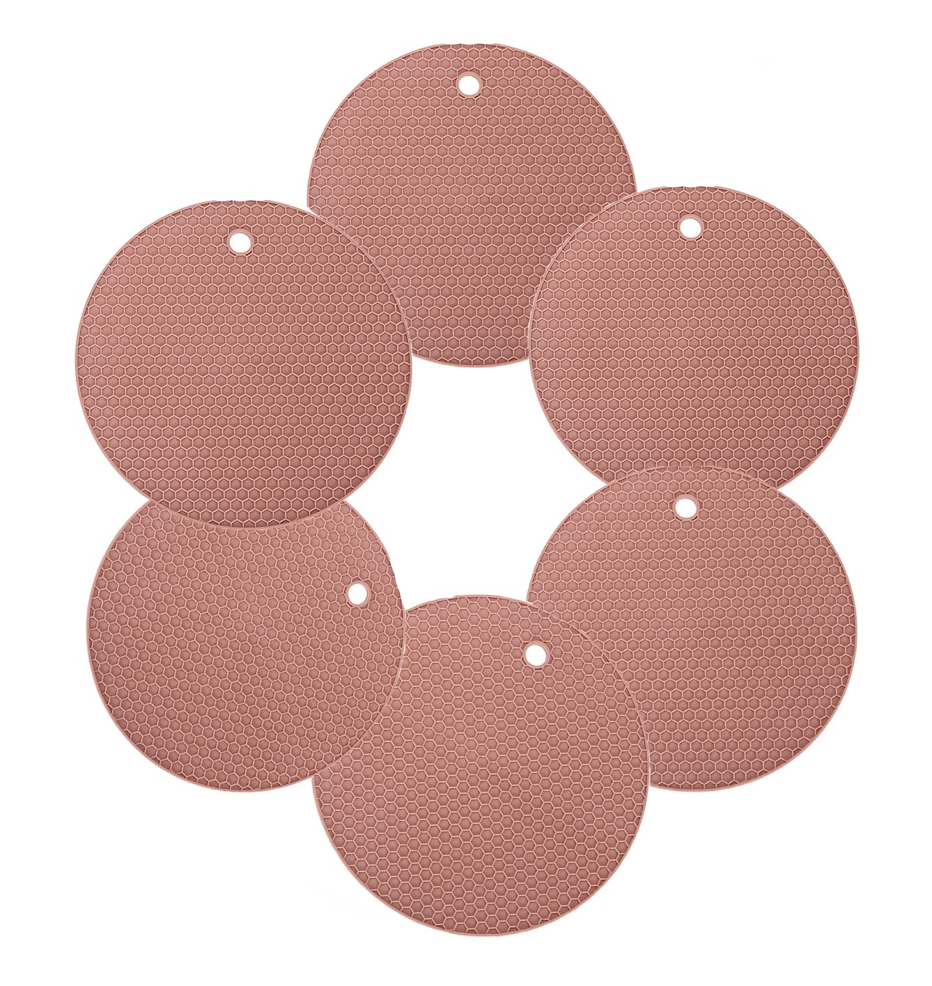 FS COOL Silicone Trivet, Multi-Purpose Non-Slip Insulation Mat, Heat-Resistant for Countertops and Tables (Pack of 6, Brown)