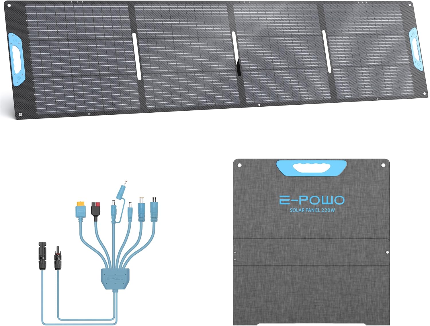220W Portable Solar Panel with QC3.0 USB-A &Type-C, 23.5% Solar Efficiency ETFE Foldable Solar Panel Charger for Power Station, IP67 Waterproof for RV, Camping, Backup