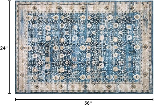 Miniatura 162 de COZYLOOM Alfombra de área de 2 x 6 pies, tribal, envejecida, para entrada, medallón vintage, alfombra para interiores, alfombra de pelo bajo, suave