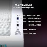 ANSAITE Boîtier PC ATX Ventilateurs 7 PWM ARGB pré-installés, Boîtier PC Gaming Mid-Tower, Boîtier Informatique panoramique en Verre trempé avec Type-C, Support de radiateur 360mm (Blanc) - 4