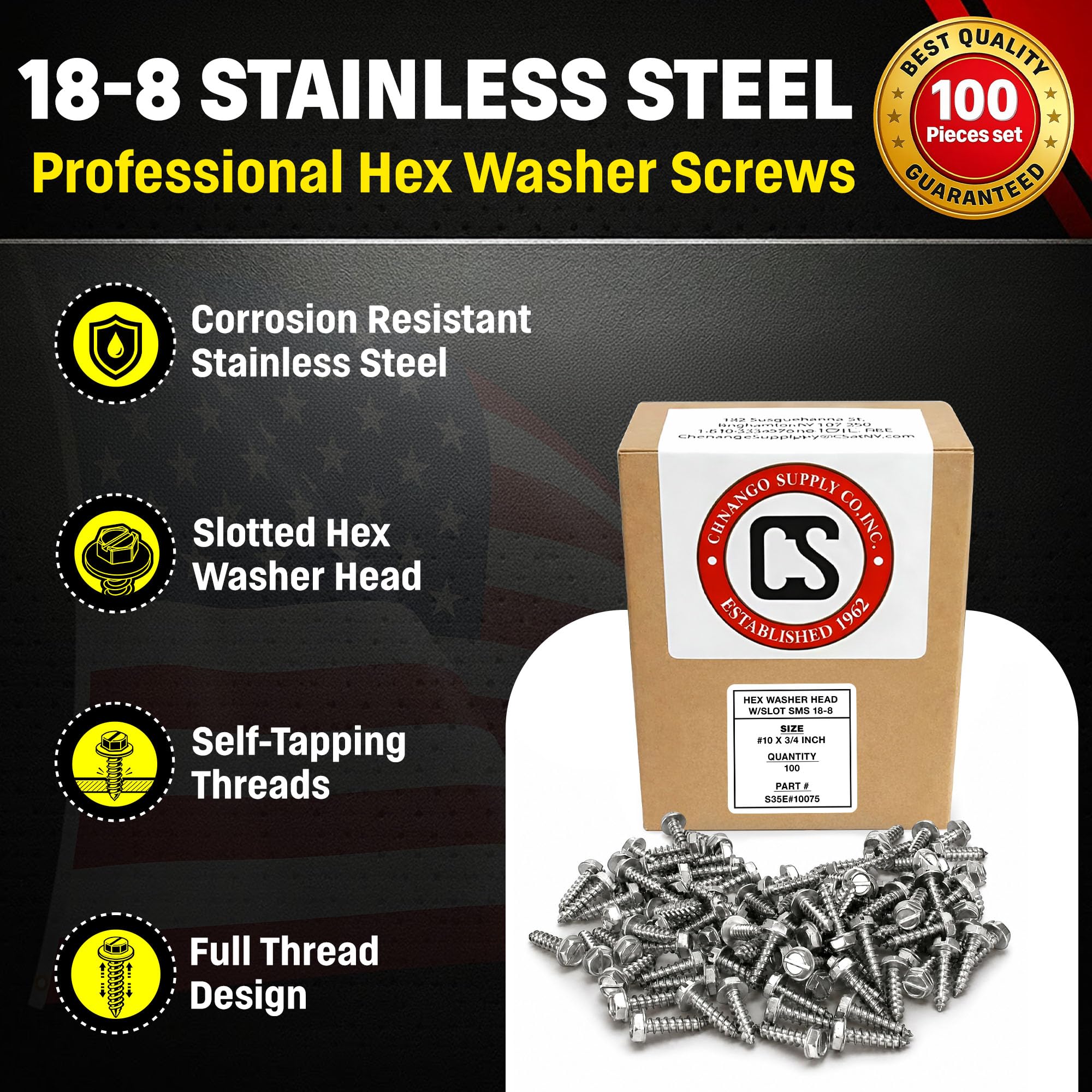 Stainless Steel Sheet Metal Screws - #10 x 3/4" -4