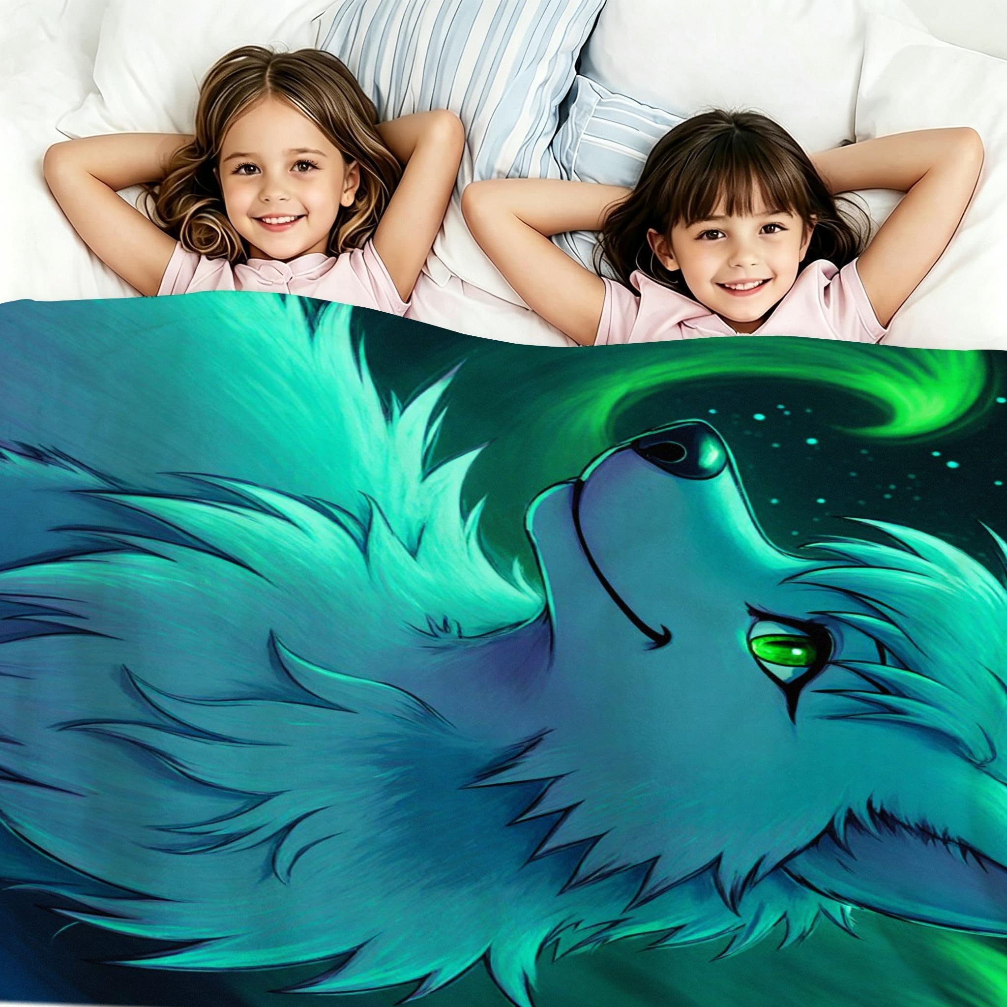 Manta para Sofá 240x260 cm Lobo de Dibujos Animados, Manta de Franela Extra Grande Premium, Ligera y Antiarrugas, Multiusos para Sofá, Picnic, Uso Doméstico y Exterior, AW4338