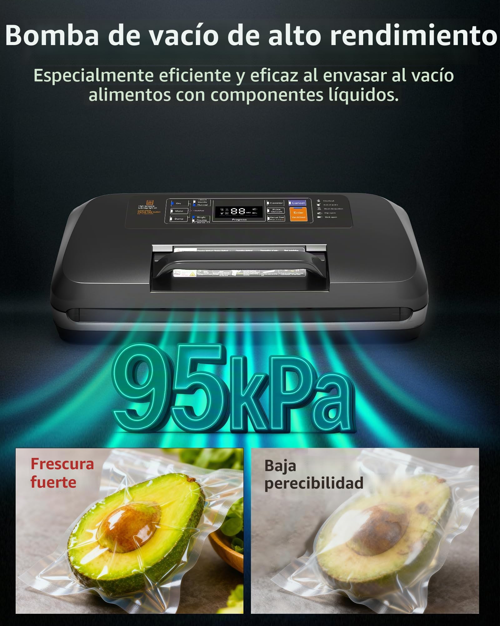 Aparato 12 en 1 con Doble Soldadura: Envasadora al Vacío Doméstica y Profesional para Alimentos de 95 kPa – Incluye Easy-Lock, Cortador de Film, Bandeja Desmontable para Conservación de Larga Duración