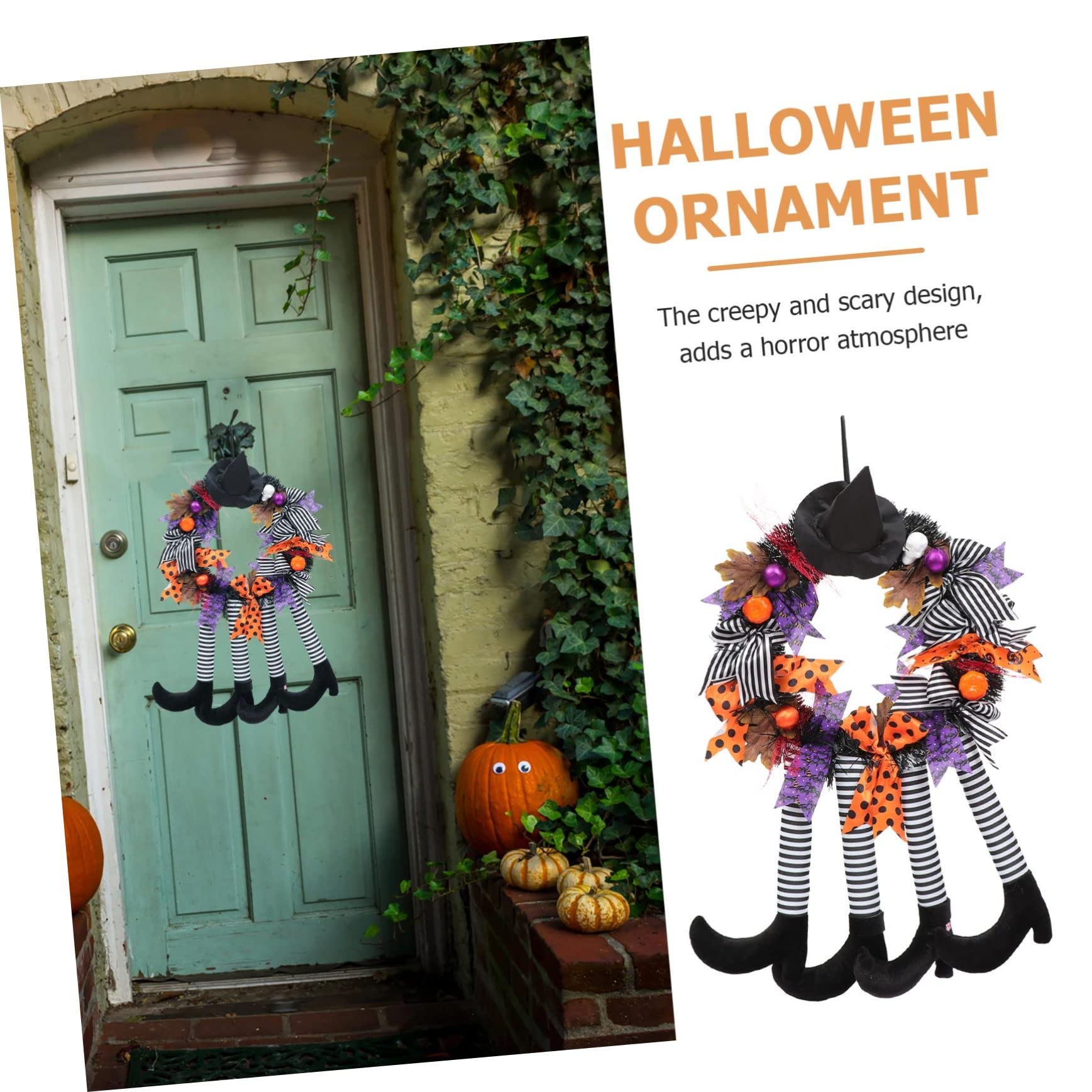 1stück Halloween-Kranz Mit Kürbis-Skelett- Hängende Wanddekoration Für Tür Gruselige Fotorequisiten Für Halloween-feiern Und Festlichkeiten Geeignet Für Innen Und