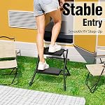 URACKIFY 2 Step Stool Foldable, Step Ladder with Non-Slip Rubber mat, Step Stool with Release Button, Lightweight Steel, Black, Capacity 330LBS.