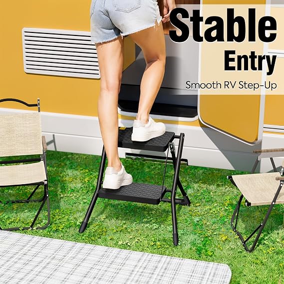 Urackify 2 Step Stool with Wide Non-Slip Pedals & Safety Lock