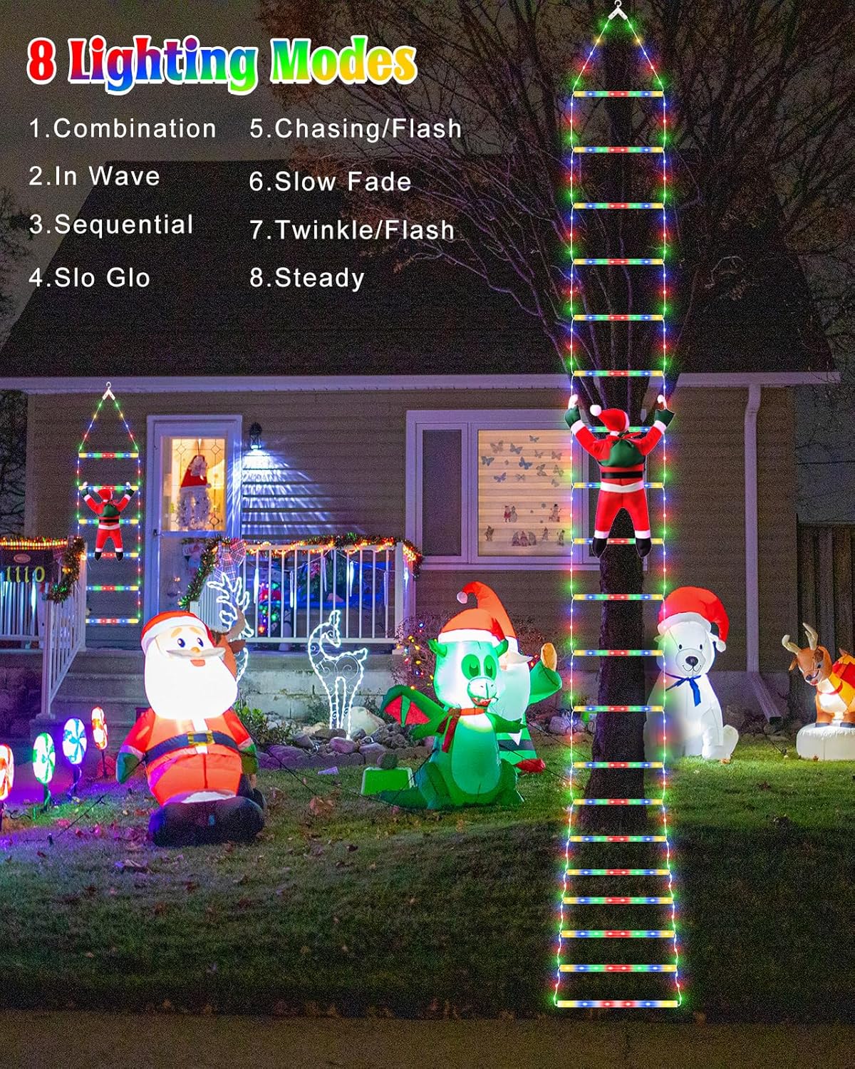 Snowflake Christmas Projector Lights Outdoor & Christmas Decorative Ladder Lights