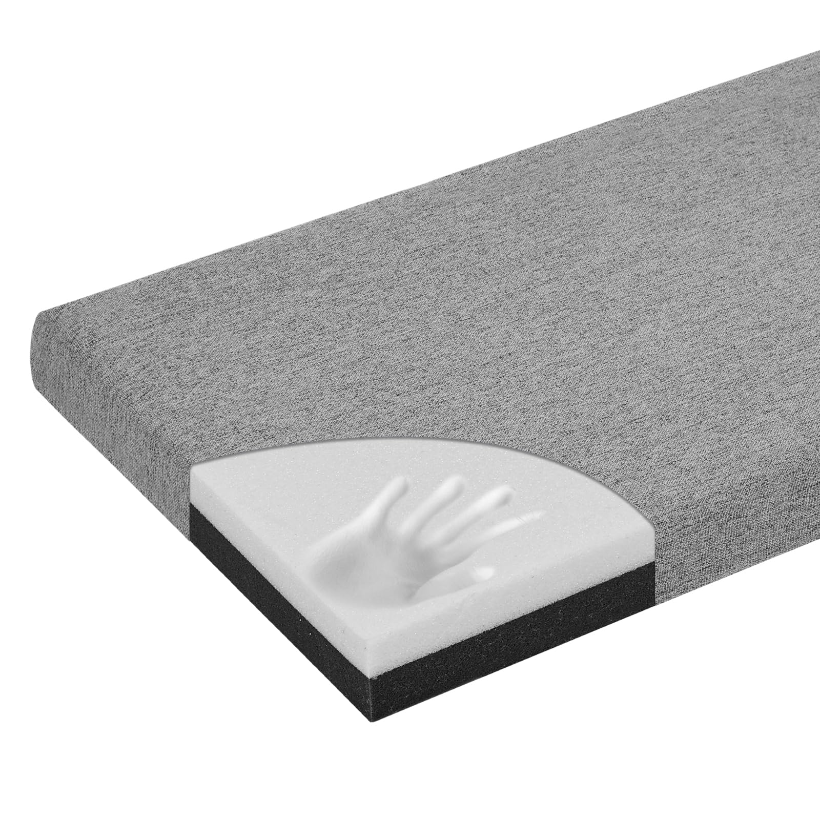 baibu 48 Inch Bench Cushion, Dual-Layer Design Memory Foam Indoor Bench Cushion, Non-Slip Standard Size Rectangle Seat Pad with Ties, 48x16x2Inch,