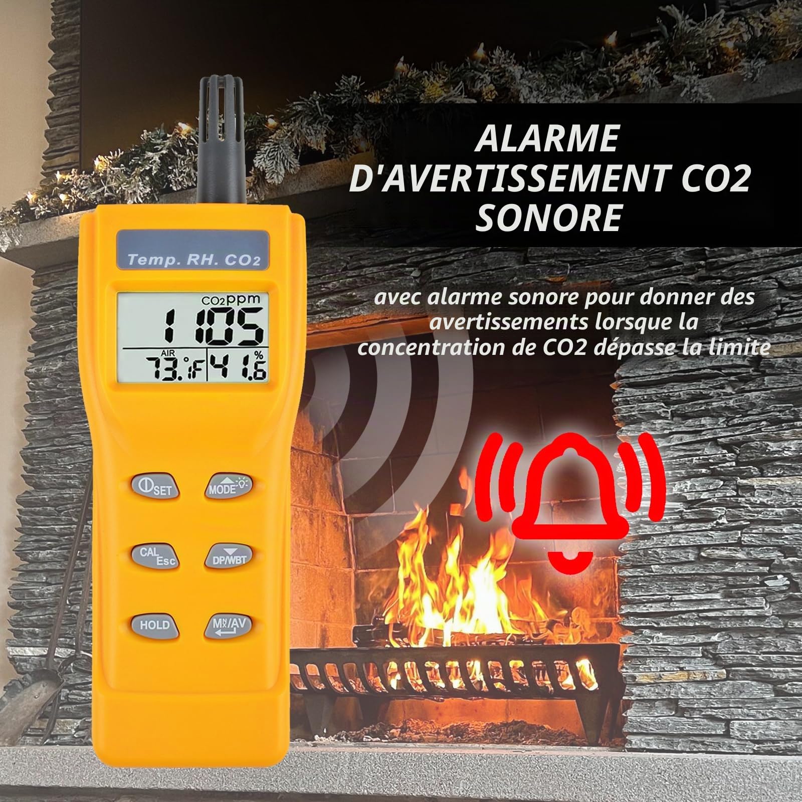 CO2 Meter Air Qualité Moniteur pour Contrôle Les Intérieur Air Qualité, Co2 Détecteur Air Qualité Testeur Mesures Température et Humidité