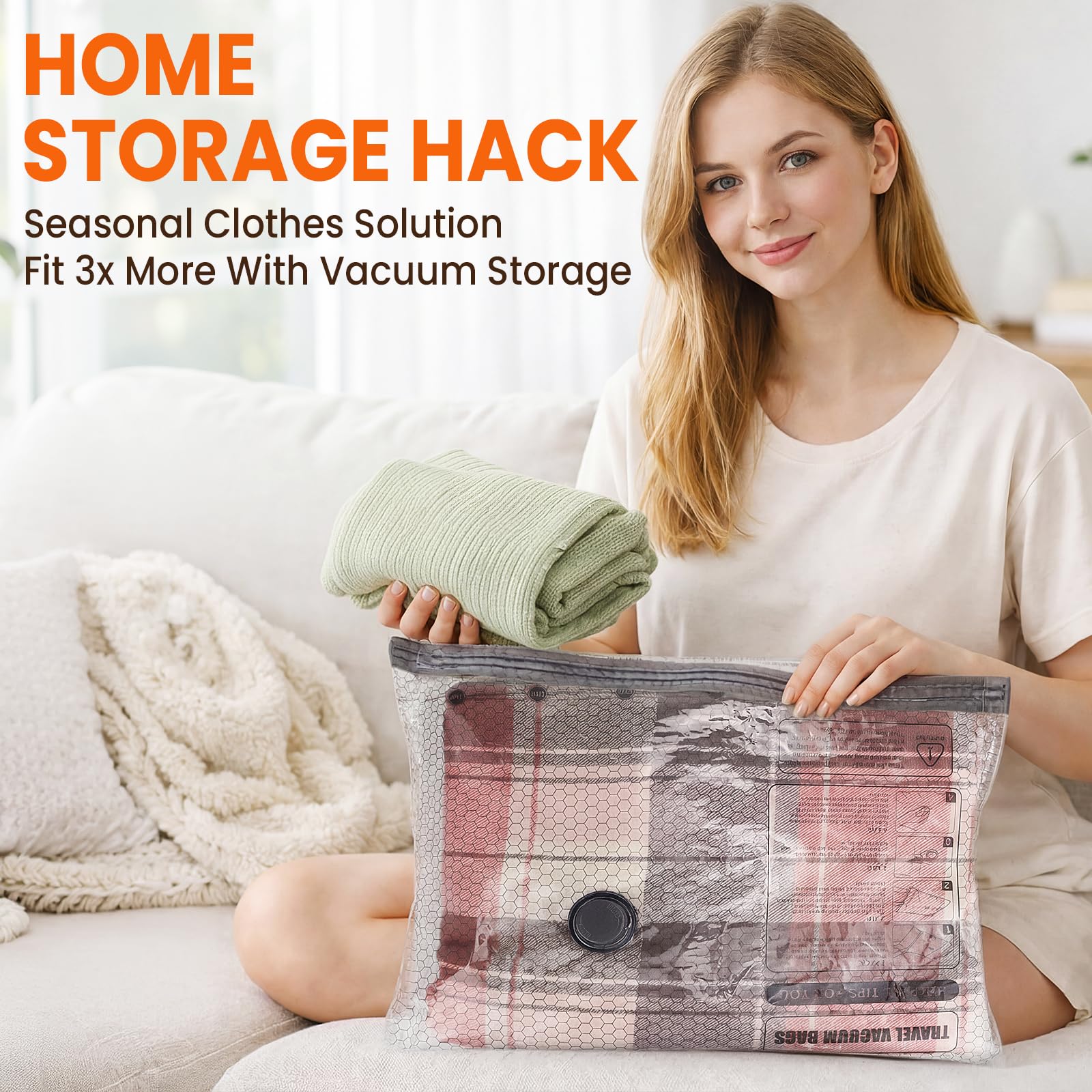 Bolsas de almacenamiento al vacío para viajes, paquete de 15 bolsas de sellado al vacío para ropa con bomba eléctrica inalámbrica, bolsas de ahorro de espacio para equipaje, ropa, ideal para el hogar