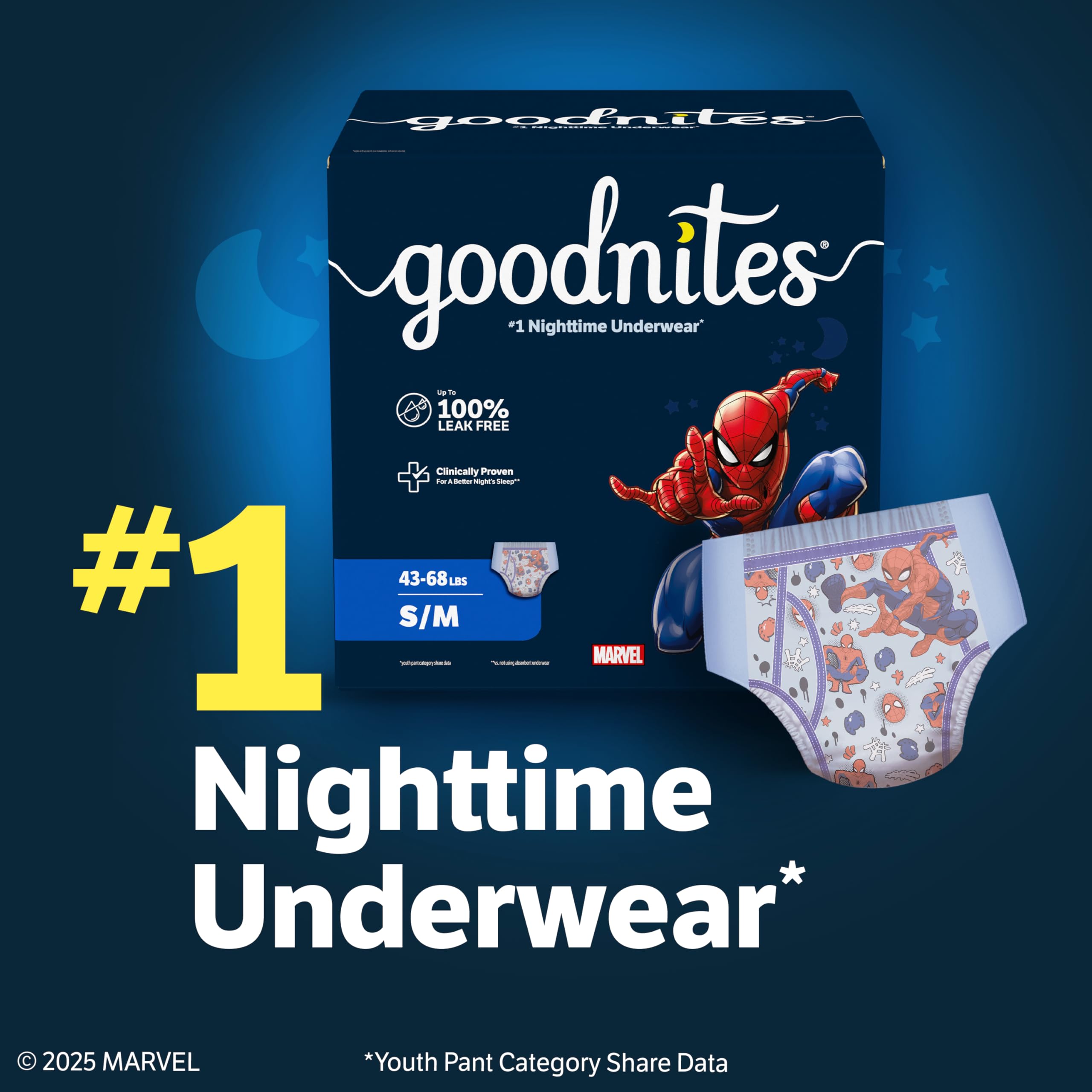 GoodNites Bedtime Sous-vêtements pour garçon Taille S à M 14 carats