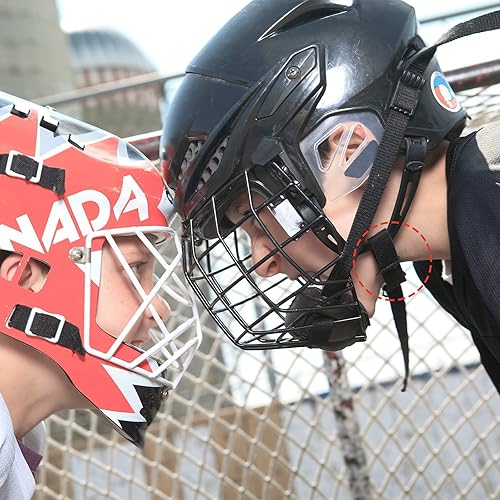 Miniatura 7 de Shappy Correa de barbilla desmontable para casco de hockey, correa de barbilla deportiva de hockey con accesorio de un solo broche de presión, negro