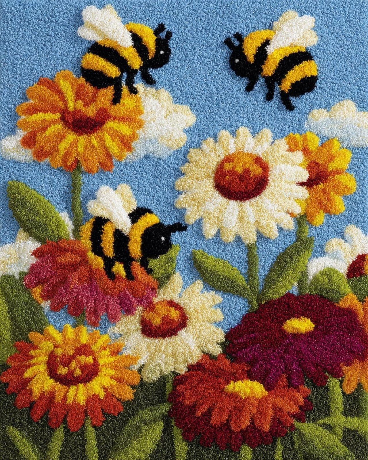 Wallphantom Latch Hook Crafts Kits for Adults,Bees and Flowers