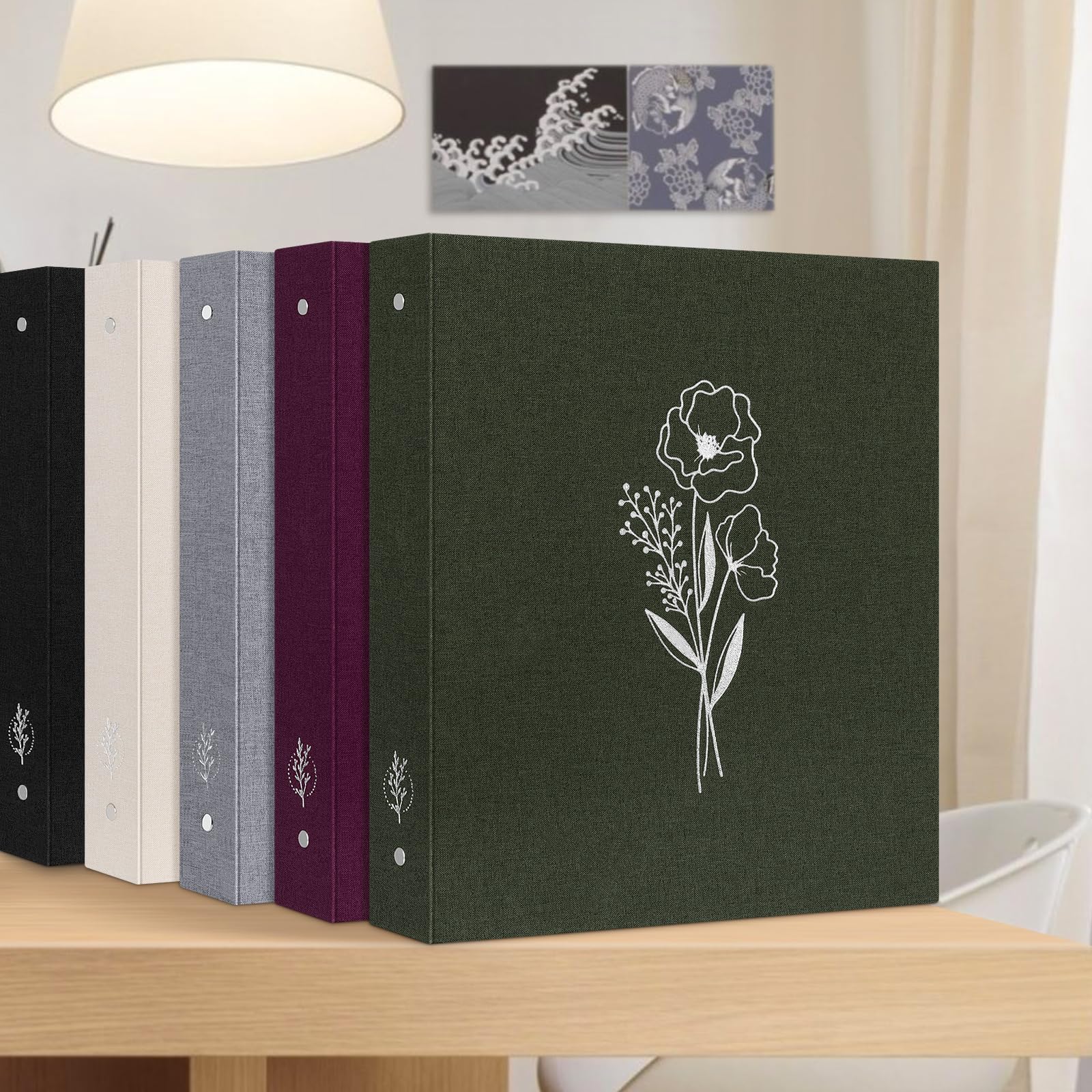 Lanpn Lot de 2 classeurs esthétiques A4 à 3 anneaux format Letter - Couverture rigide en lin - Anneaux ronds de 2,54 cm - Classeur porte-documents organiseur - Compatible avec papier de 21,6 x 27,9 cm