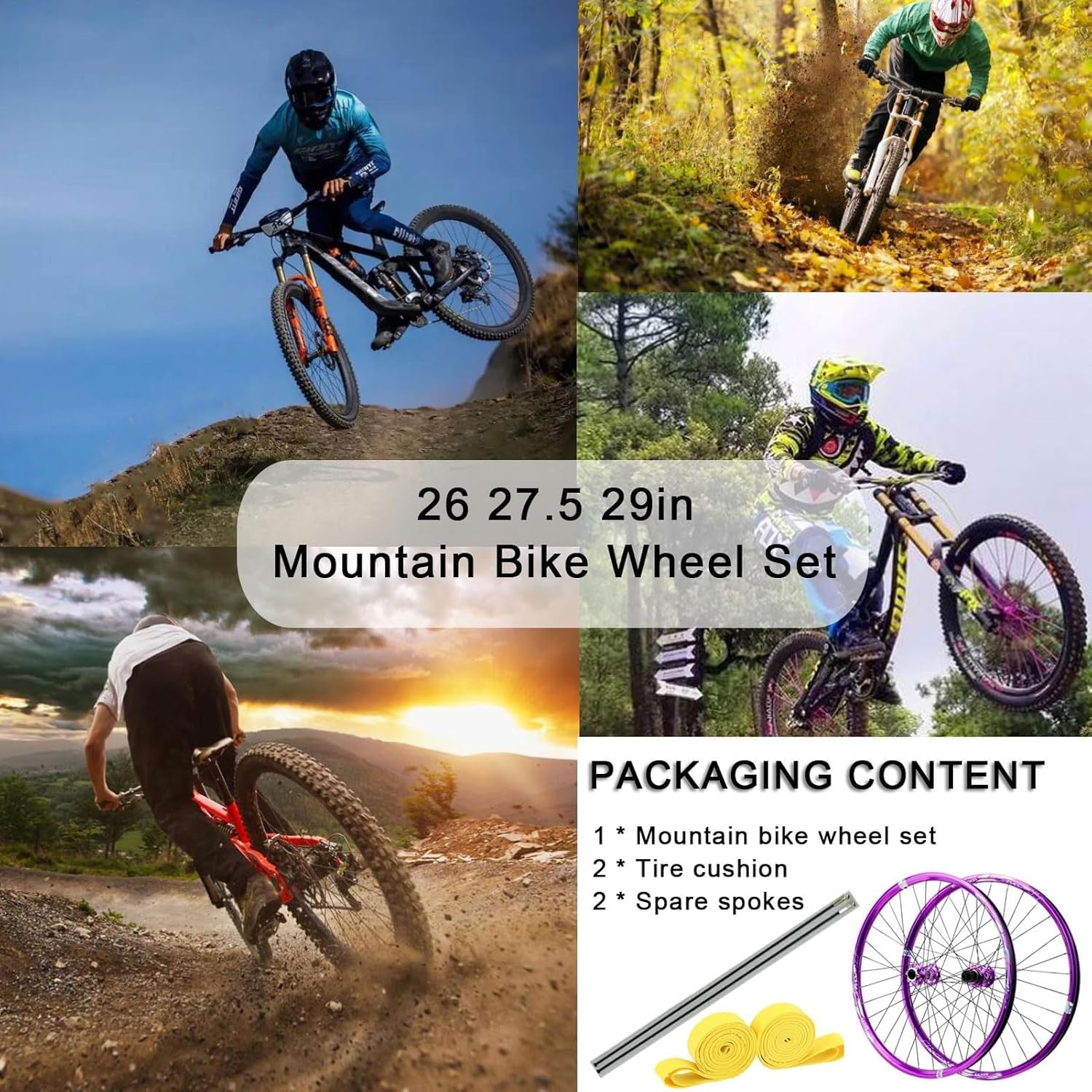 Scheibenbremse Fahrrad Laufradsatz,Steckachse 26 27,5 29 Zoll Mountainbike Räder Aus Aluminiumlegierung Vorne 2 Hinten 4 Lager for 8-12S-Kassette Wheelset
