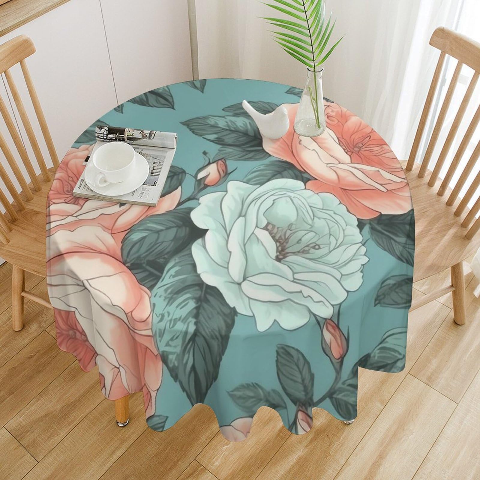 Nappe ronde imperméable 177cm lavable en machine pour table de salle à manger