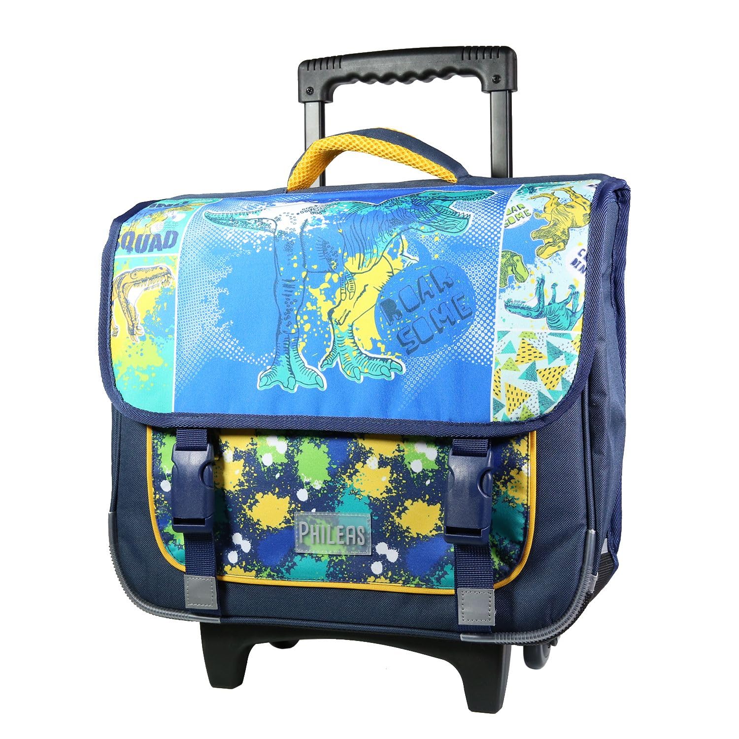 Bagtrotter Cartable à roulettes 38 cm Phileas Bleu Dinosaure