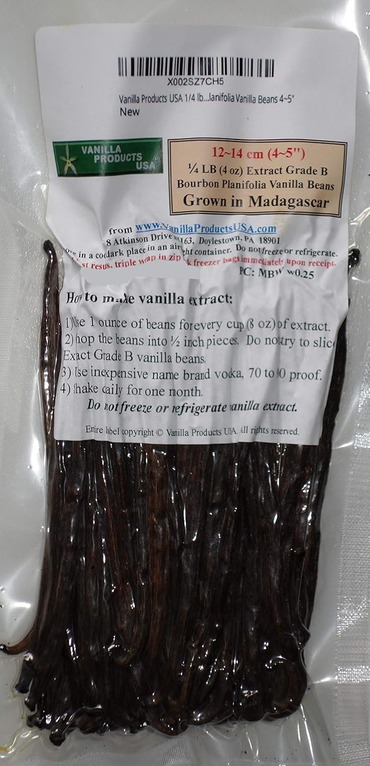 Vanilla Products USA 1/4 lb (4 ounces) Madagascar Bourbon