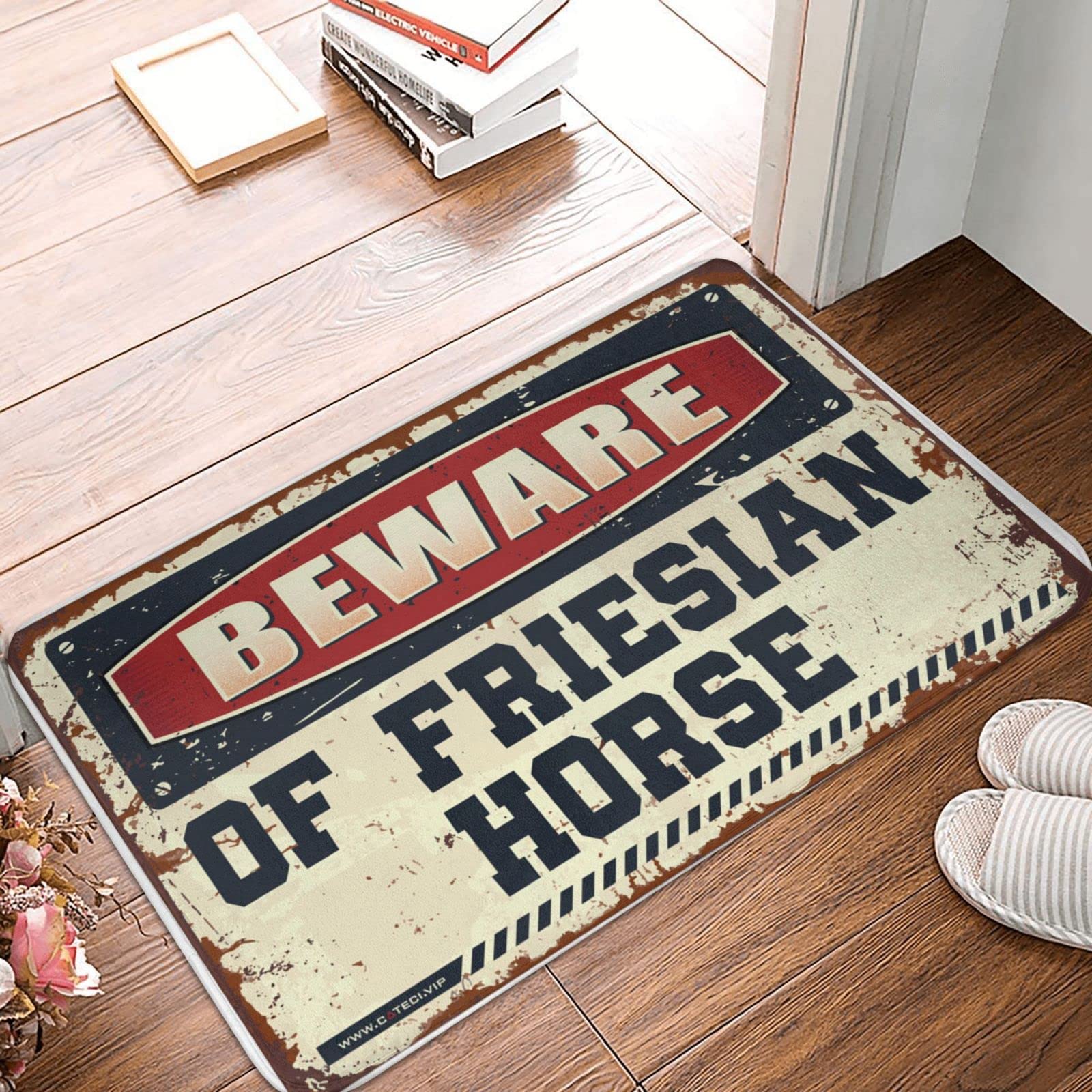 Tapis de bienvenue en hiver Friesian Horse pour pas de porte chaleureux