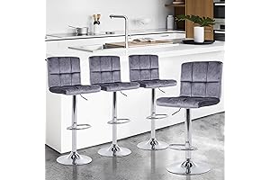 Nobpdoint Adjustable Square-Backed Barstools in Gray (Set of 4)