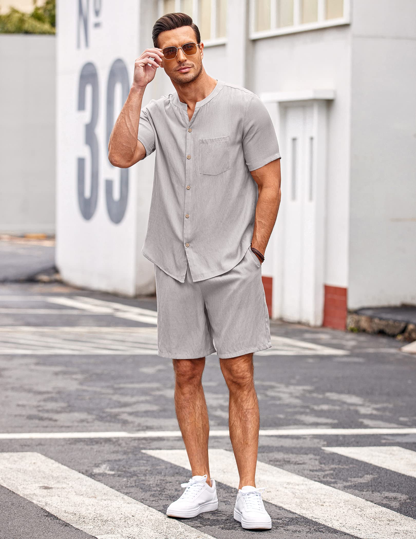 Ekouaer Pijama Hombre Conjunto de Pijamas Verano Ropa de Dormir Manga Corta y Pantalones Corta, S-XXL
