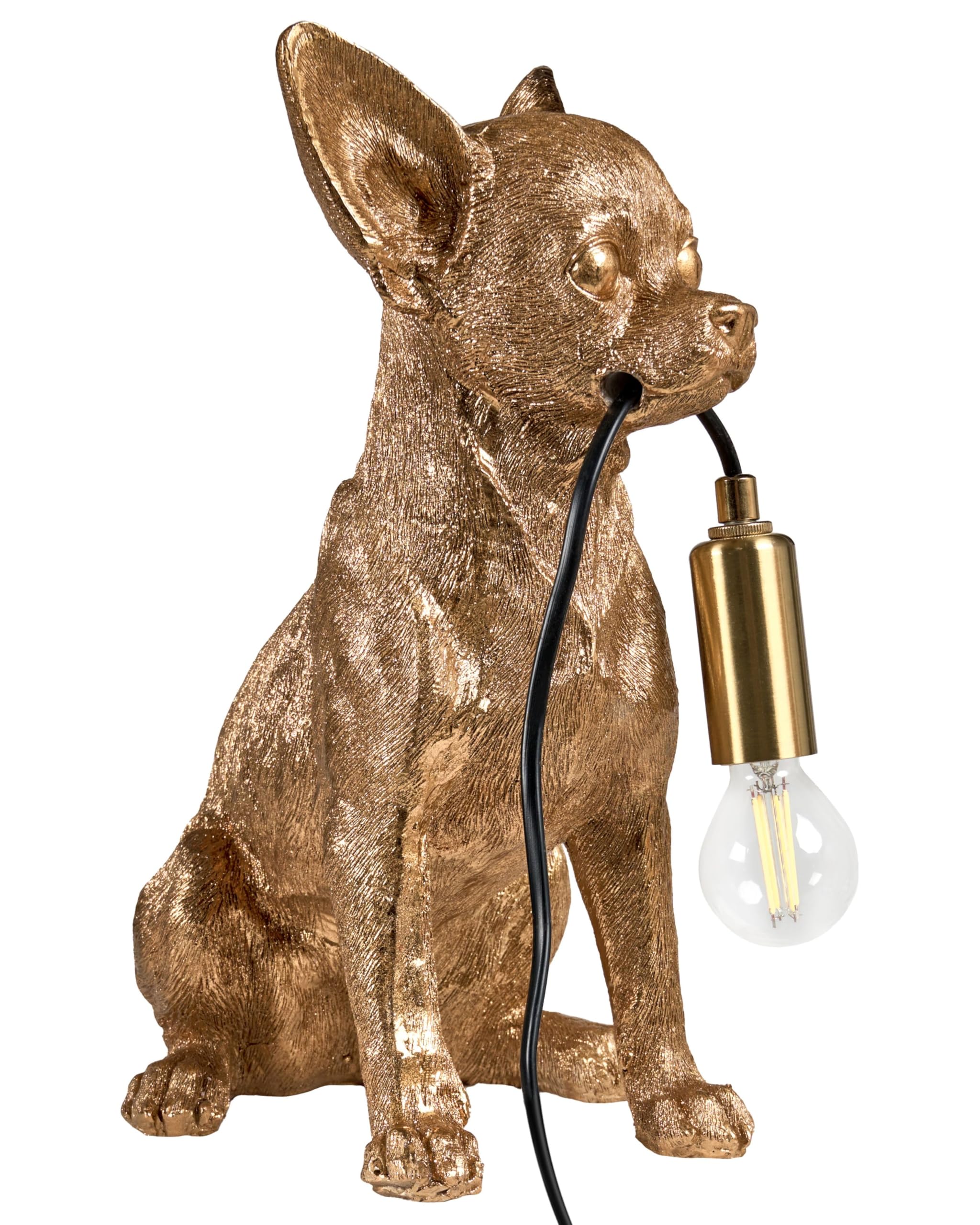 Beliani Tischlampe in Tierform Hund gold Nachttischlampe Leselampe Tischleuchte Rocco