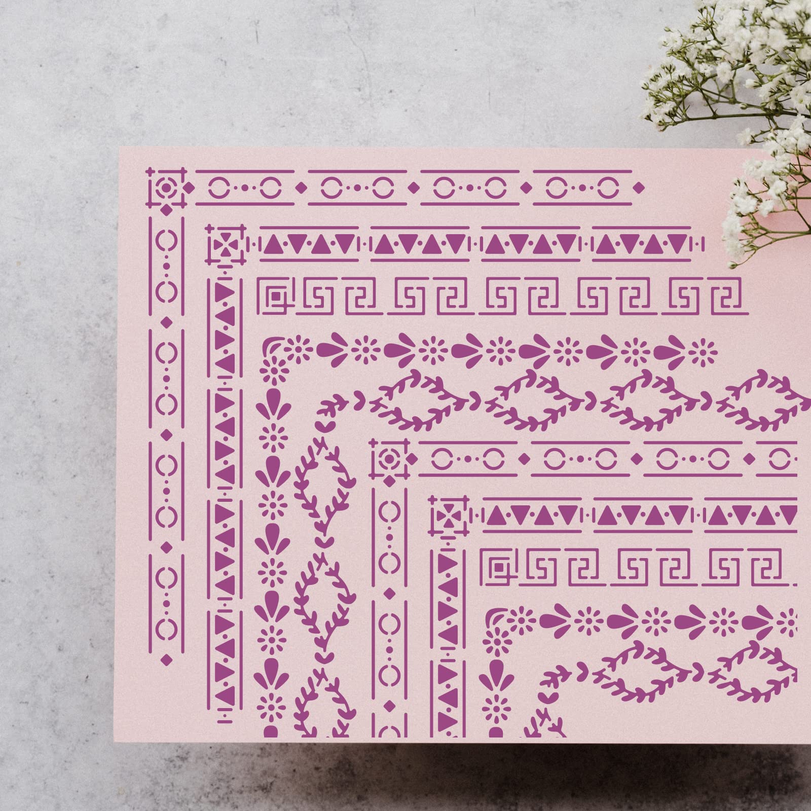 BENECREAT Edelstahl-Schablonen – 10,2 X 17,8 Cm, Kristall- & Blatt-Muster, Wiederverwendbar Für DIY, Gravur, Scrapbooking