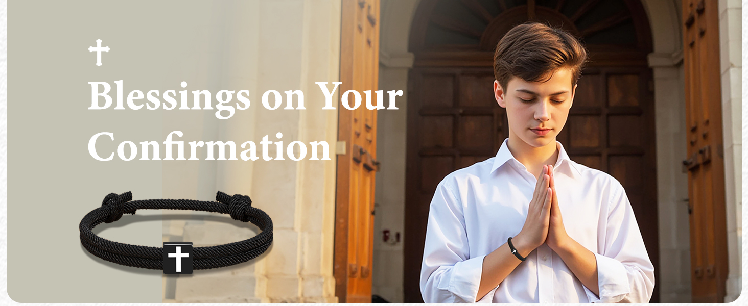 UNGENT THEM Cross Braided Rope Bracelet for Men Teen Boys, Easter Christian Baptism Confirmation Christmas Valentines Graduation Gifts Ideas