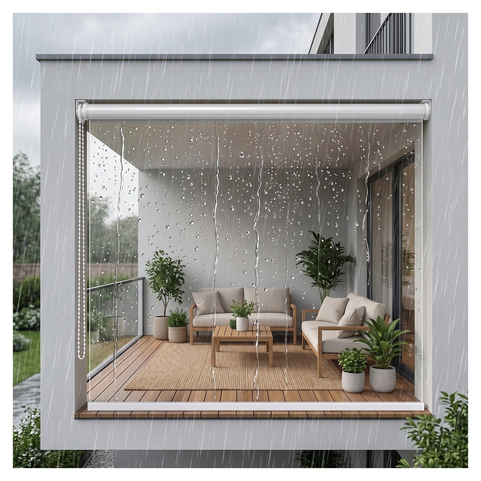 Zxcasdf One Color Transparent Vinyl Pvc Roller Shades，Clear Waterproof Roller Blinds，Porch Blinds For Wind And Rain，Outdoor Terrace Balcony Gazebo Waterproof Transparent Roller Blinds(W100*H160cm/W39.37*H62.9in)