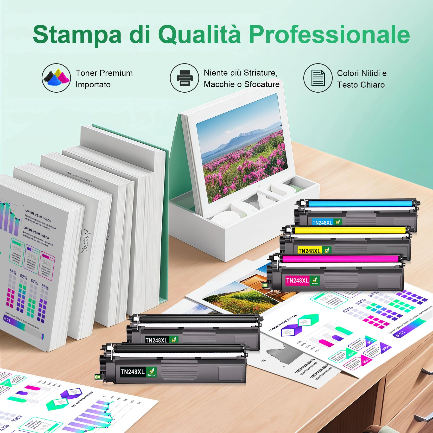 TN248XL TN248 Compatibili per Toner Brother MFC L3740CDWE Toner Brother DCP-L3560CDW MFCL3740CDWE Brother DCPL3560CDW Brother TN 248 XL Brother MFC-L3760CDW HL-L3240CDW HL-L3220CWE DCP-L3520CDWE - Vista 2