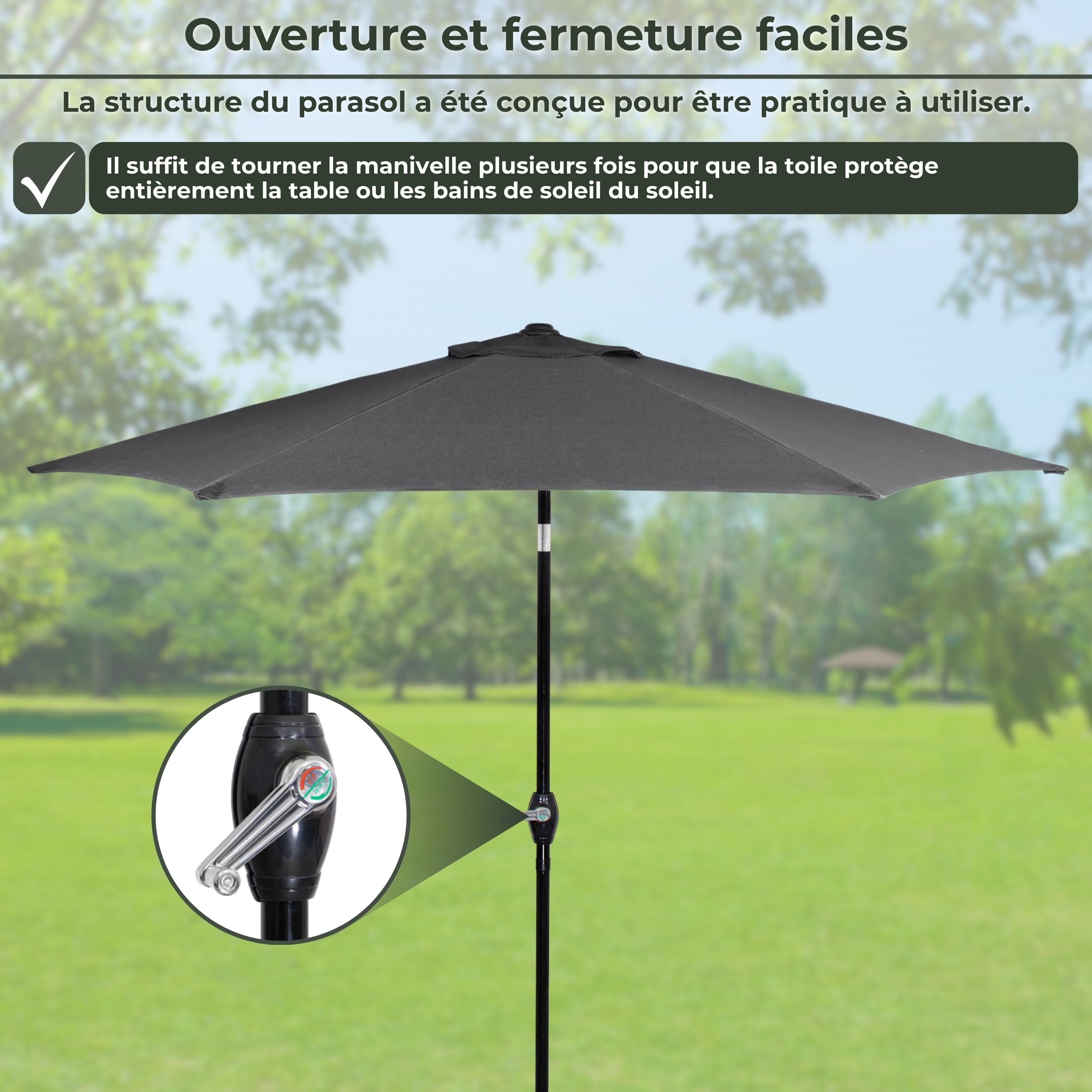 SPRINGOS Parasol de jardin avec fonction basculante