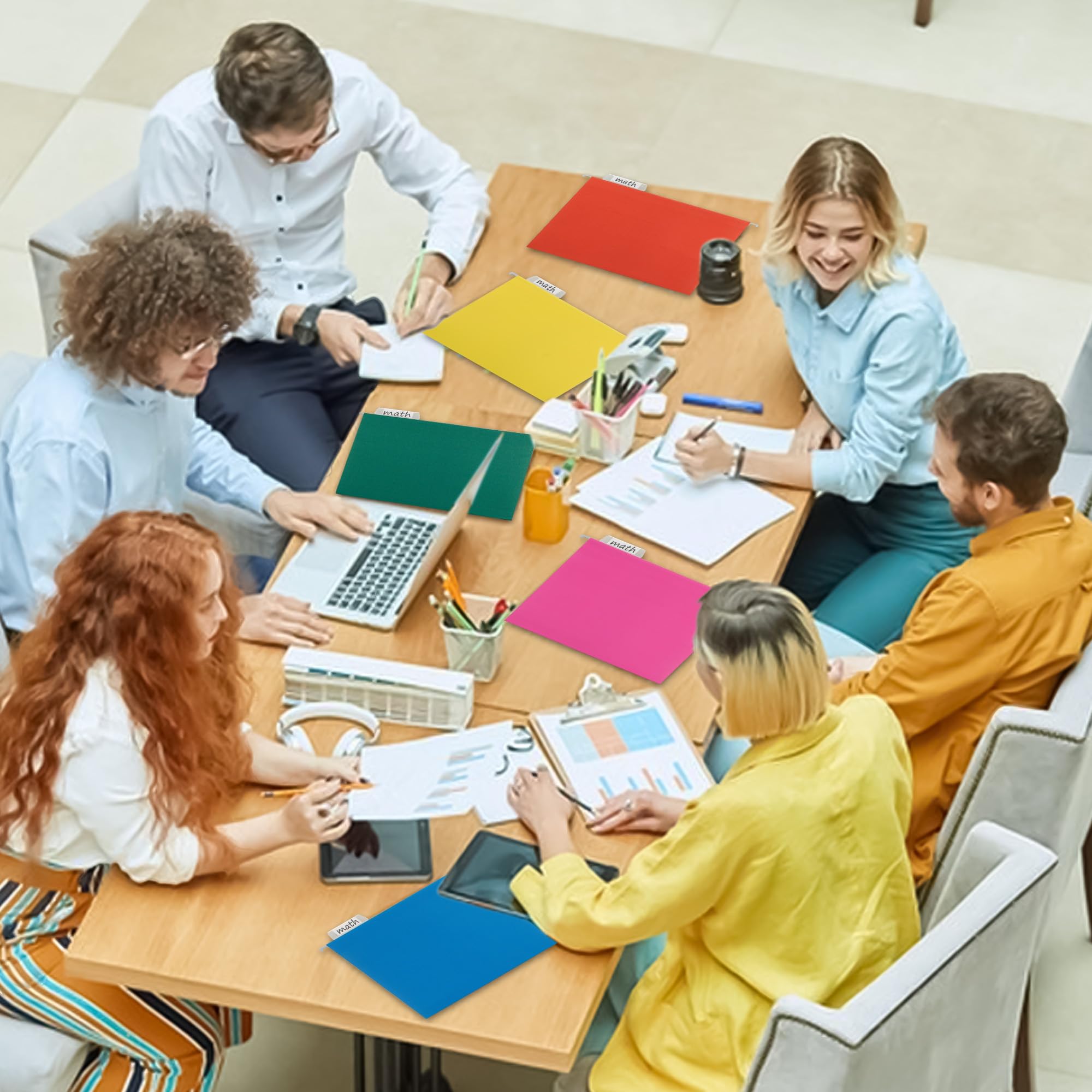 Confezione da 25 cartelle portadocumenti sospese con linguetta da 1/5, colore giallo, per schedario, ideali per ufficio, scuola e scuola