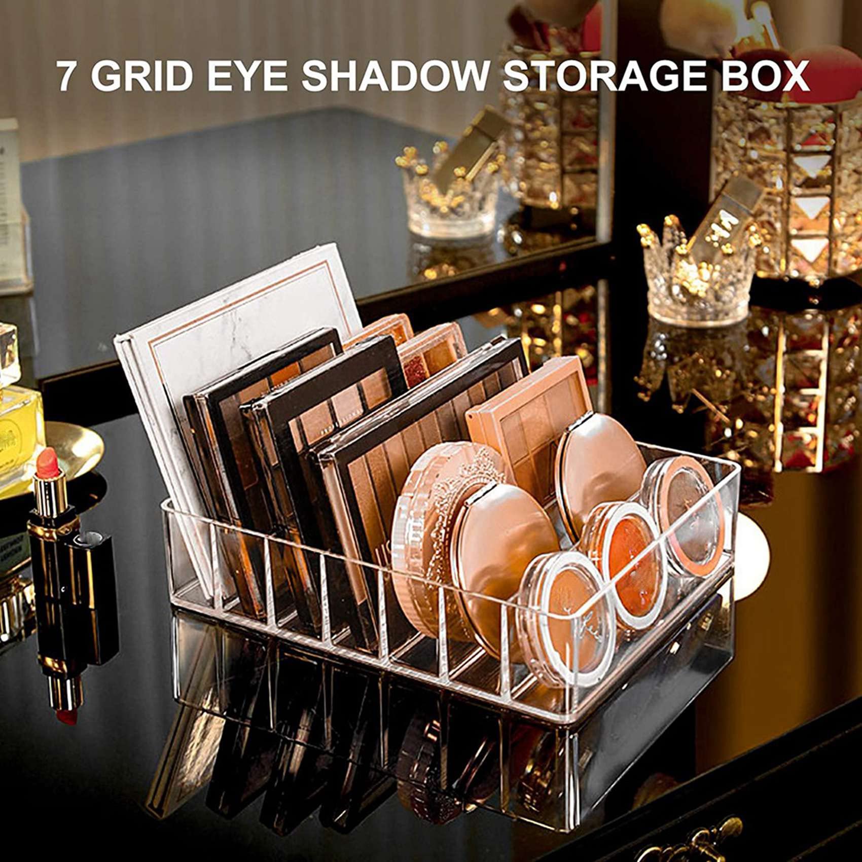 Tuzazo Acryl Make-up Organizer 2er-Set - 7 Fächer Palette Für Lidschatten, Rouge, Konturen & Mehr, 12,4x17x4,1 Cm