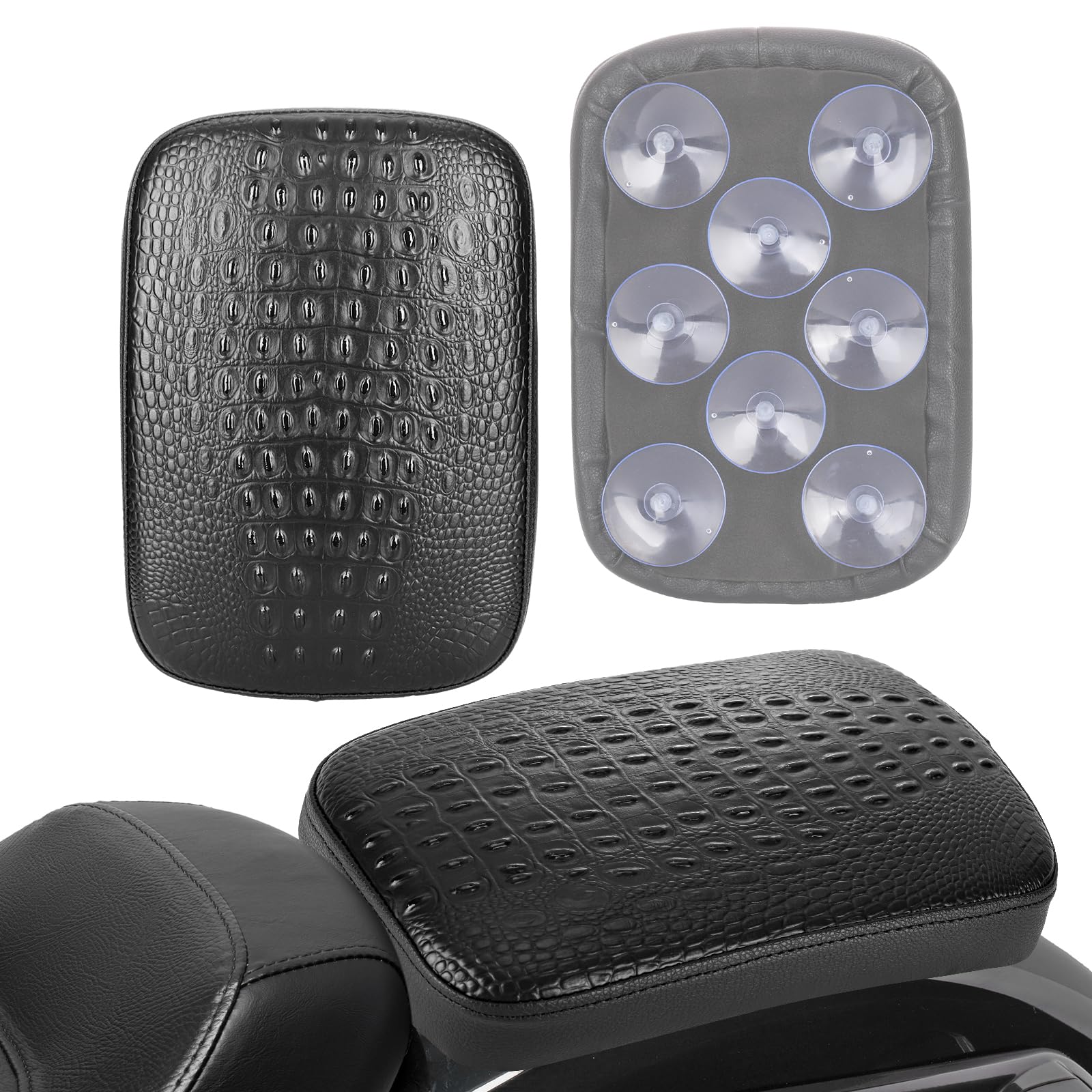 Seaadan1985 Motorcycle Passenger Cushion - Black Pillion Pad With 8 Suction Cups For Harley, Comfort Ride