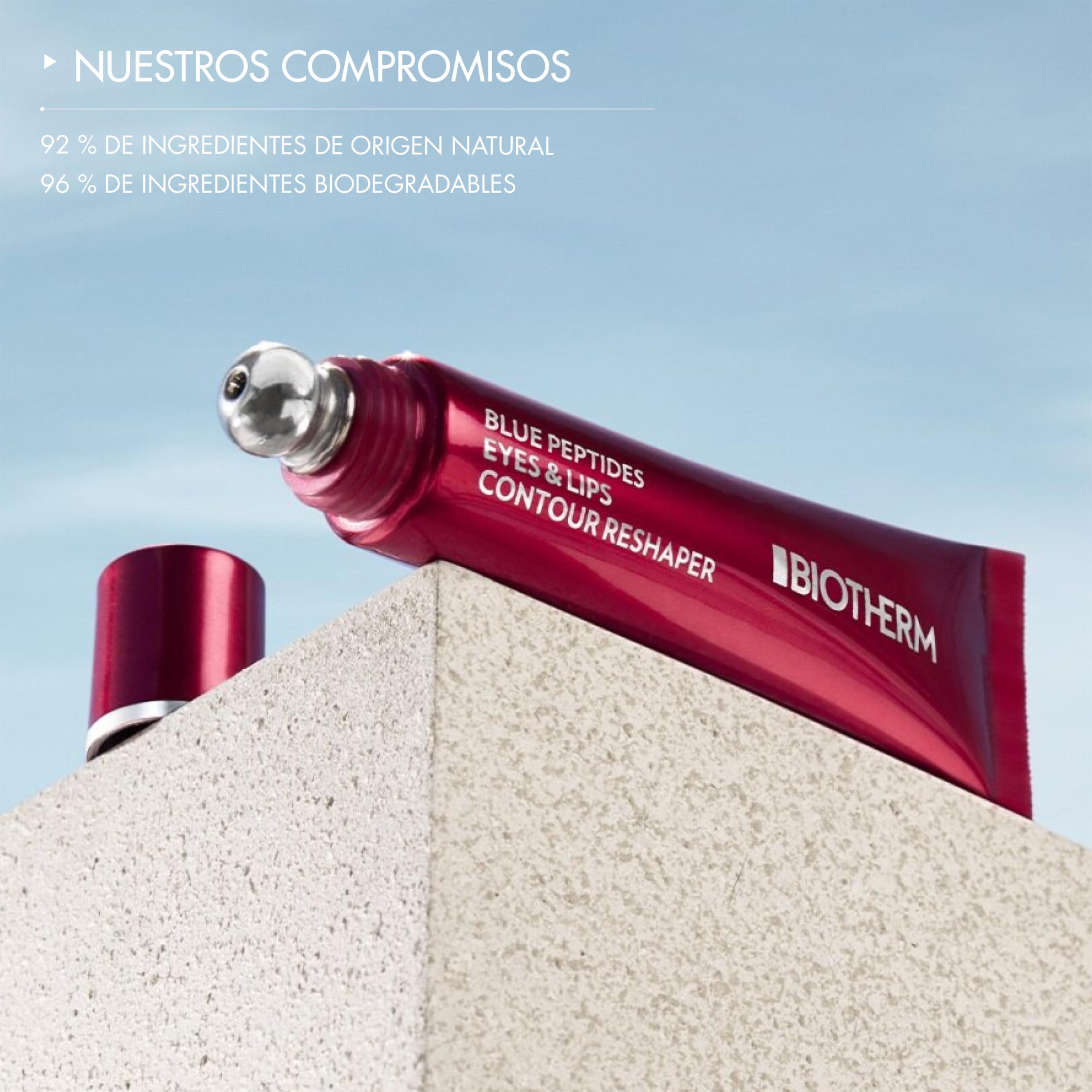 Biotherm Blue Peptides Ojos y Labios, Contorno de Ojos y Labios, Piel Definida y Elástica, Enriquecida con Péptidos de Colágeno, Café Verde y Plancton, Para Todo Tipo de Piel, 15 ml