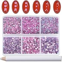 Vista 28 de Bymitel Hotfix - Gemas redondas de diamantes de imitación de cristal para manualidades, mezcla de 6 tamaños con kit de lápiz de cera, negro