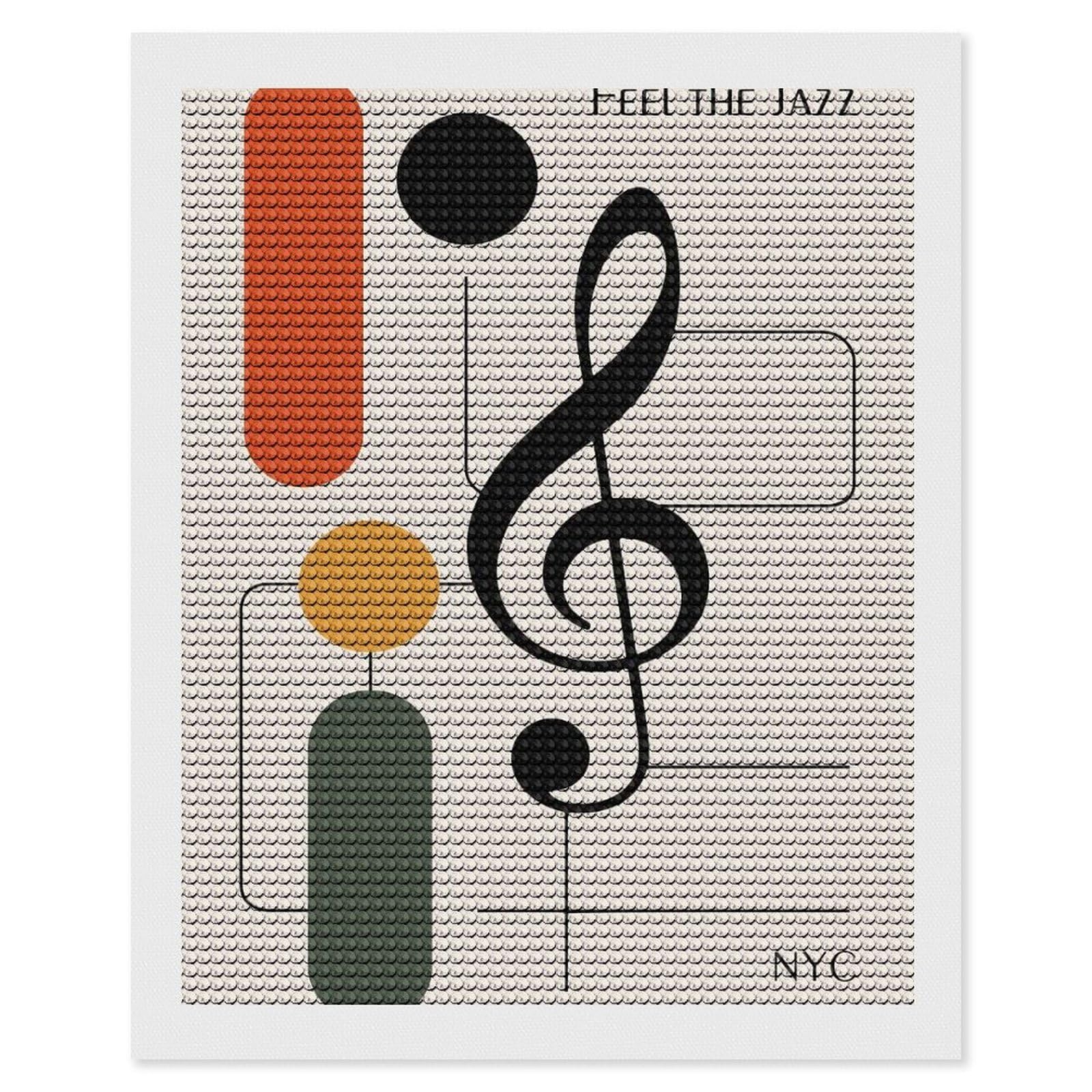 Junmoney Feel The Jazz - Abstract Music Art Diamond Art Kit 16"x20", for Beginners, Vintage Style Decor, Good for Quiet Evenings, Festive Craft Gift