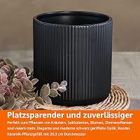Okrúhly rebrovaný keramický kvetináč Amazon Basics – 20,3 cm – čierny 6