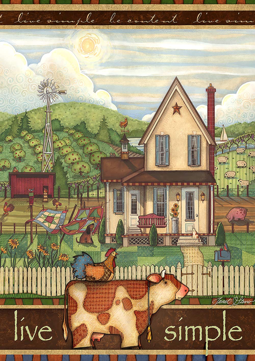 Toland Home Garden 1112222 Live Simple Farm Flag 12x18 Inch Double Sided for Outdoor Cow House Yard Decoration